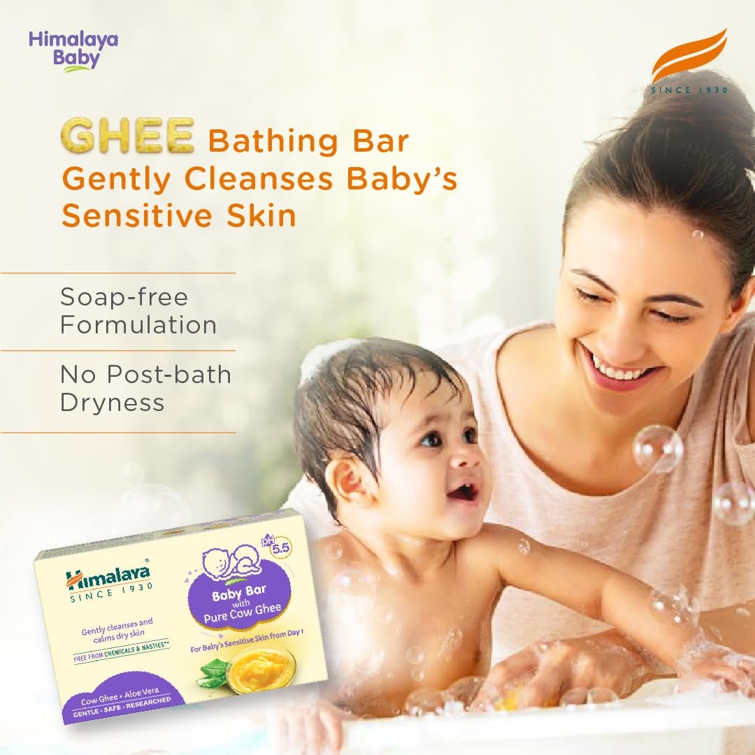 Himalaya Baby Bar with Pure Cow Ghee 125G|ph 5.5|Aloe vera|Soap free|Derma Tested | Safe for newborns|For baby's sensitive skin from day 1 - Image 5