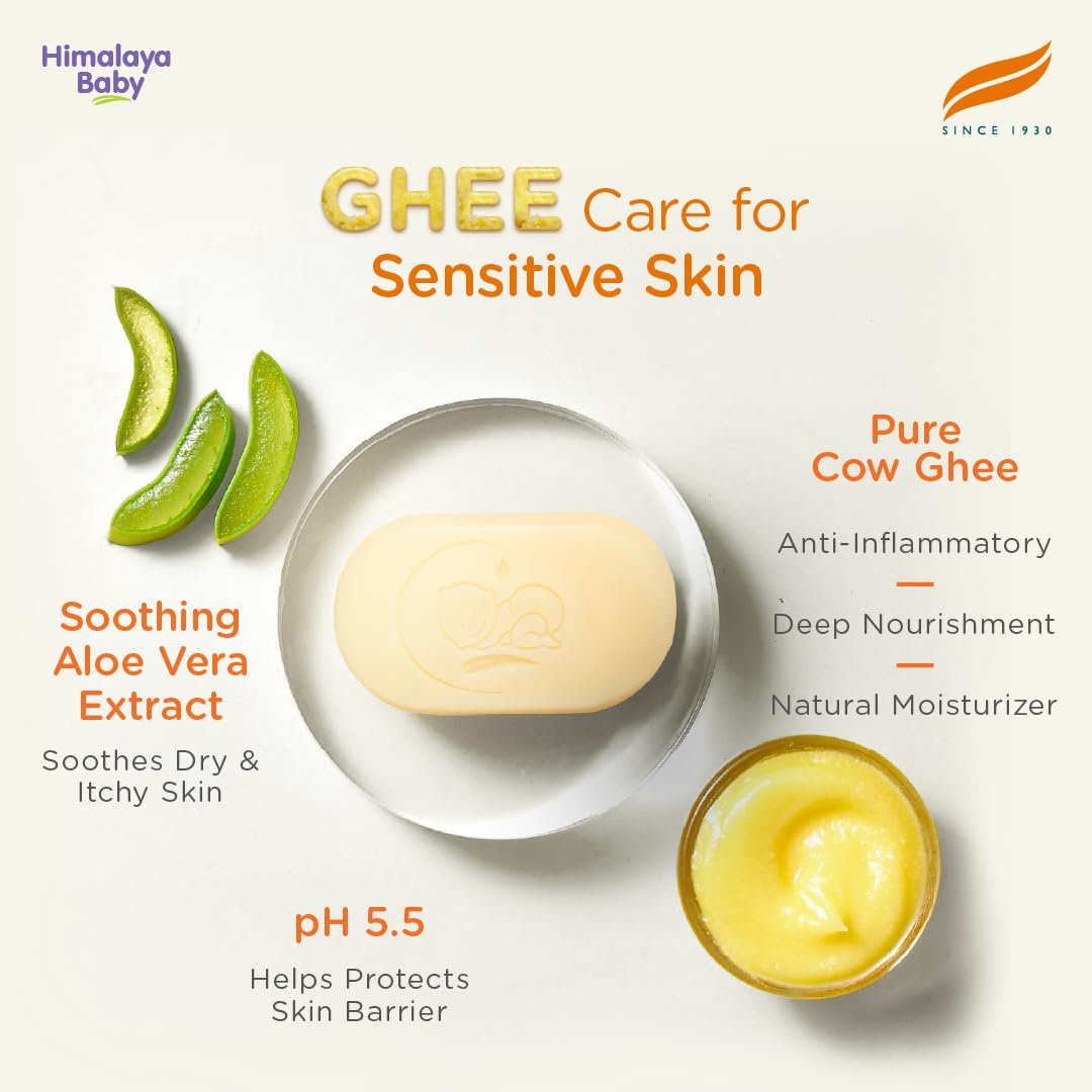 Himalaya Baby Bar with Pure Cow Ghee 125G|ph 5.5|Aloe vera|Soap free|Derma Tested | Safe for newborns|For baby's sensitive skin from day 1 - Image 6