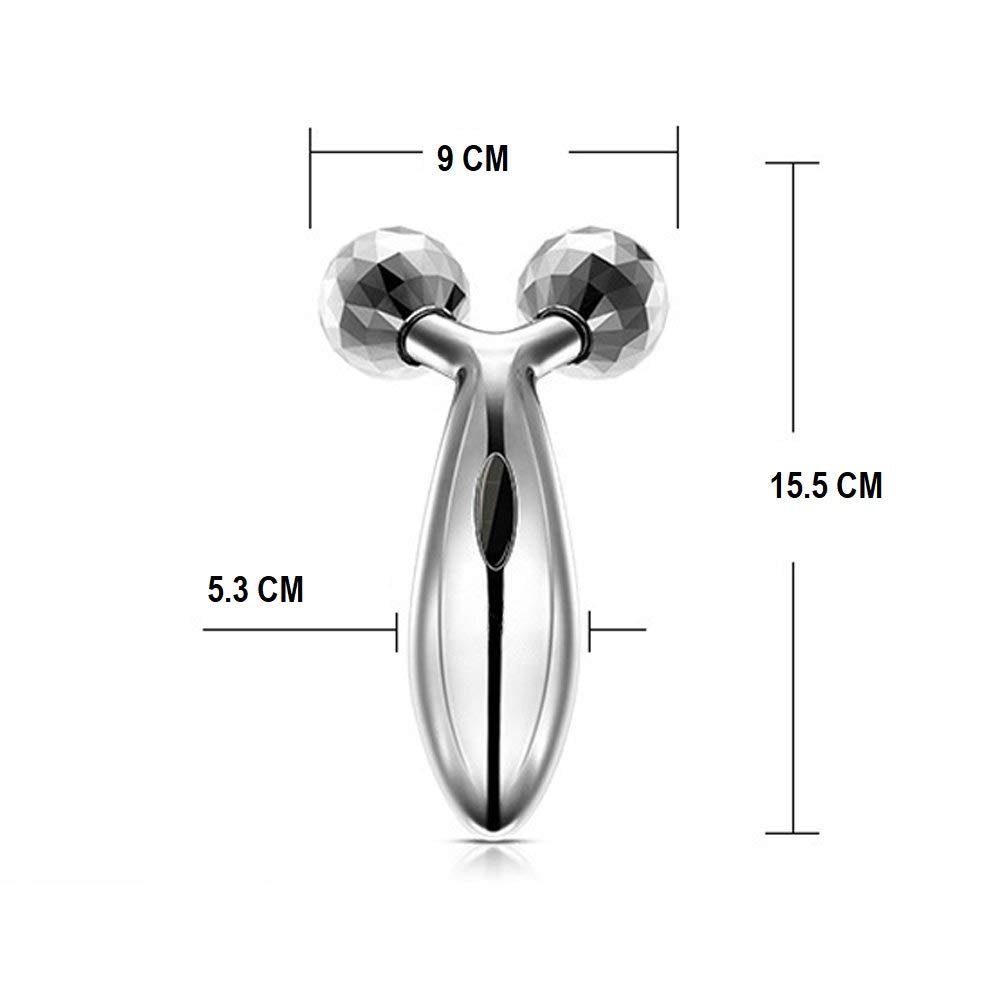 ANTIL'S Manual 3D Massager Roller 360 Rotate Face Full Body Shape for Skin Lifting Wrinkle Remover Facial Massage, 15.5 x 9.5 x 5.3CM, (Silver) - Image 3