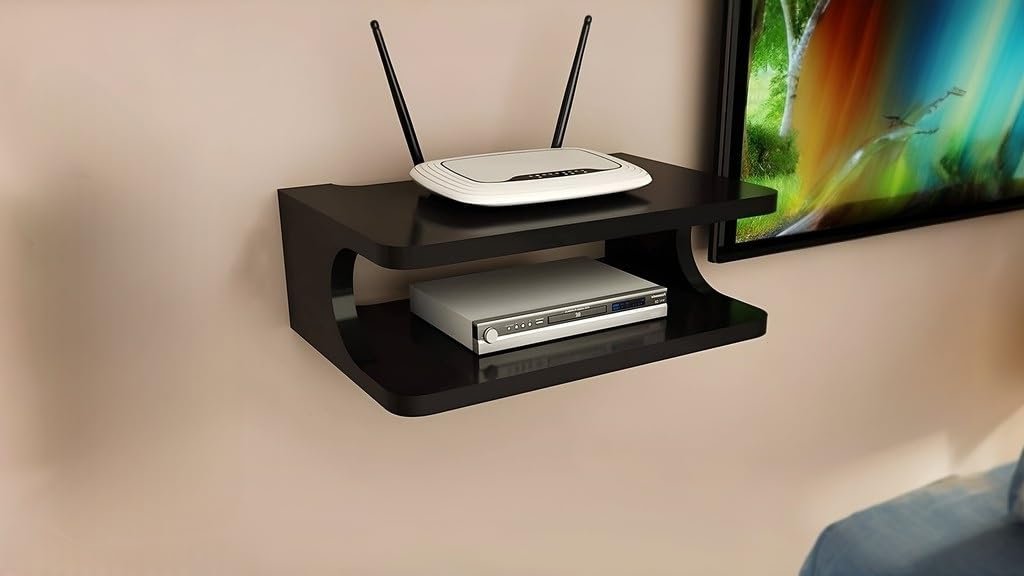 Dime Store Set top Box Stand | WiFi Router Holder Wooden Wall Shelves | Setup Box Stand for Home | Wall Mount Stylish WiFi Router Holder TV Cabinet Living Room Furniture - Image 6