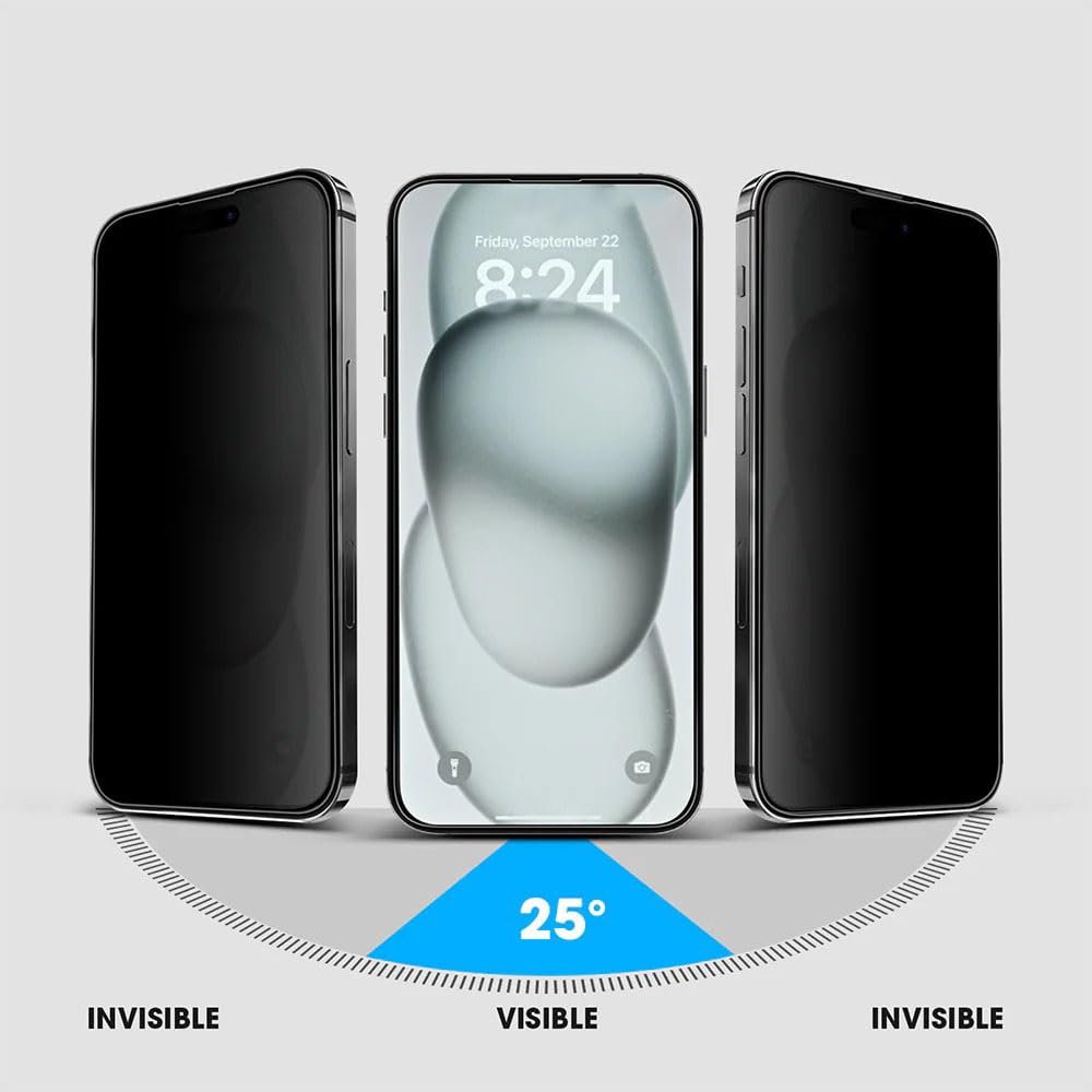 POPIO Privacy Military-Grade Tempered Glass for iPhone 16 – Anti Spy Screen Protector Guard (Pack of 1) - Image 5