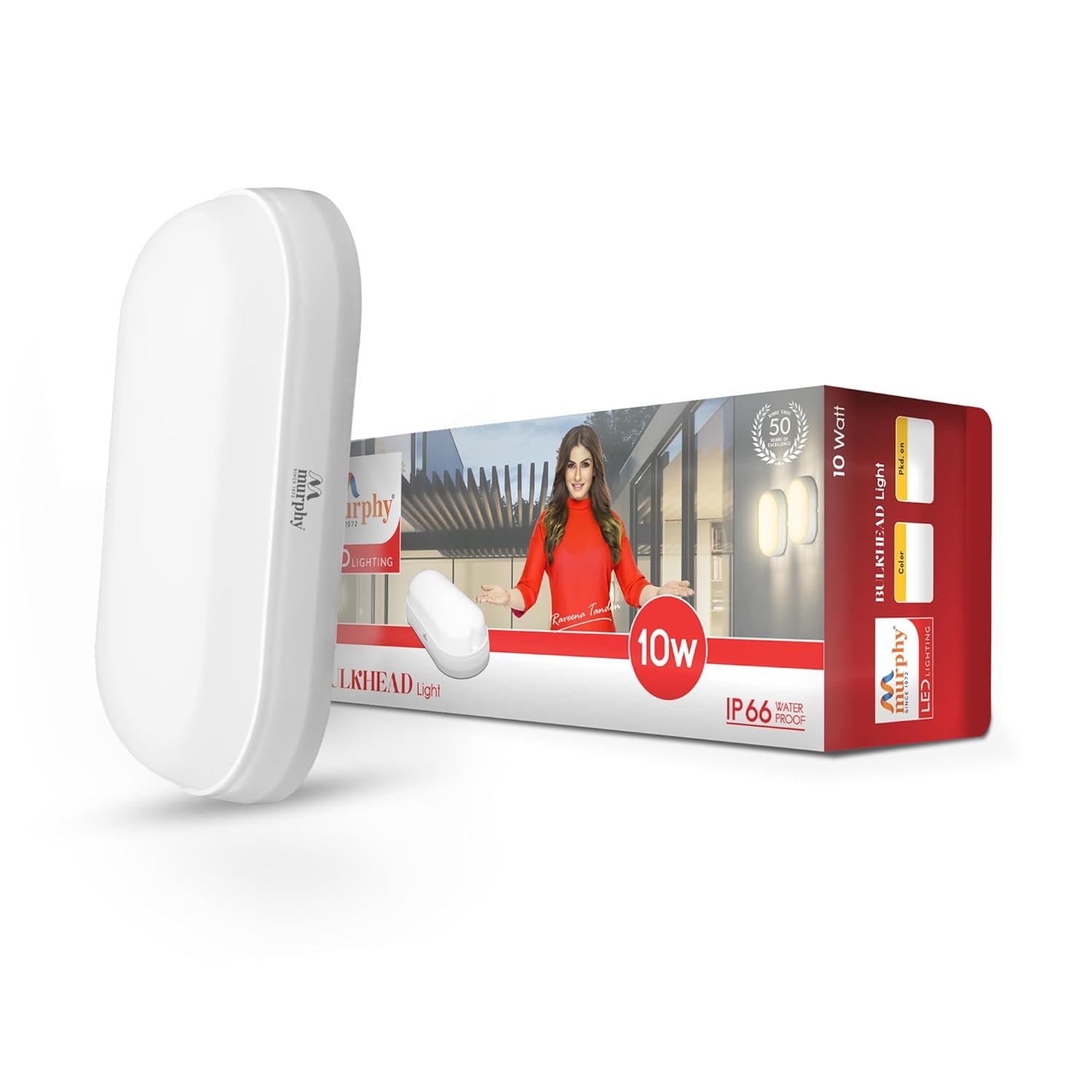 Murphy 10W LED Oval Shape Bulkhead Wall Lamp | IP66 Waterproof Outdoor Light for Gardens, Porches & Bathrooms | Cool White, Pack of 1 | 2-Year Warranty - Image 2