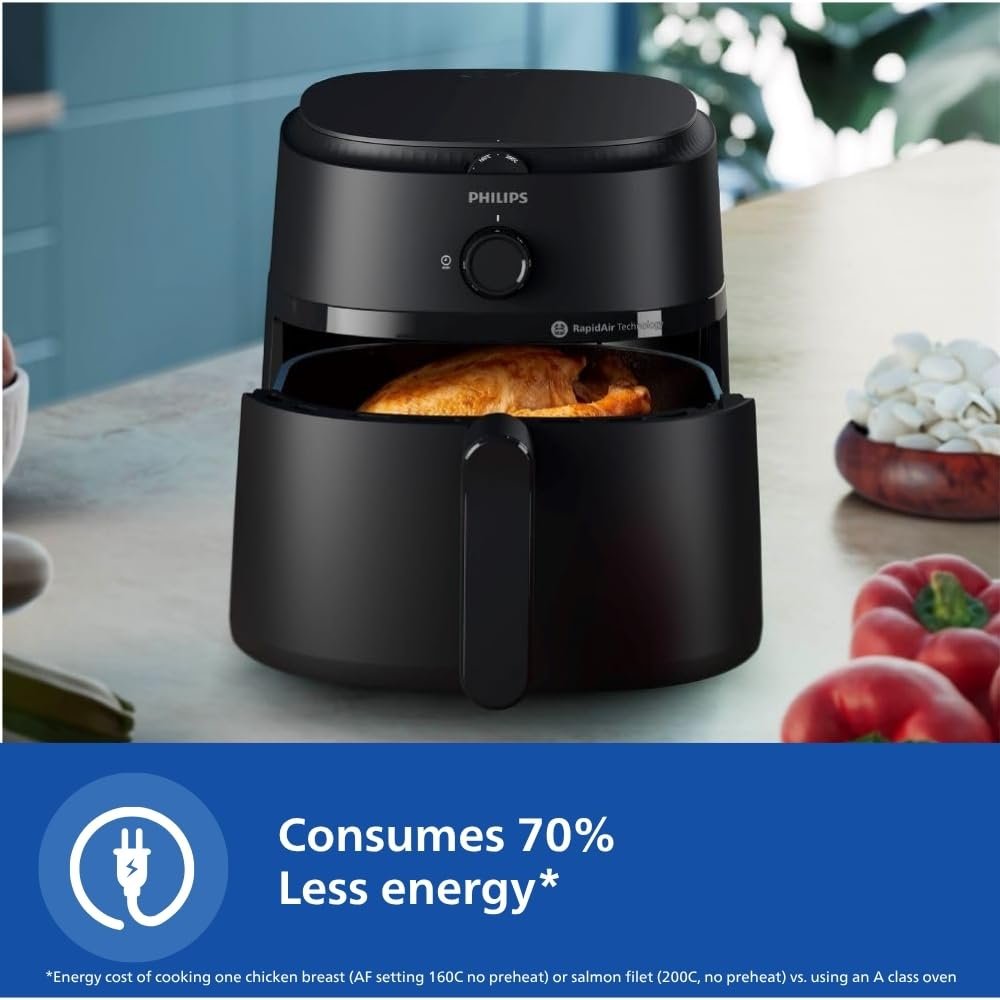 PHILIPS Air Fryer NA120/00, uses up to 90% less fat, 1500W, 4.2 Liter, with Rapid Air Technology (Black), Large - Image 5