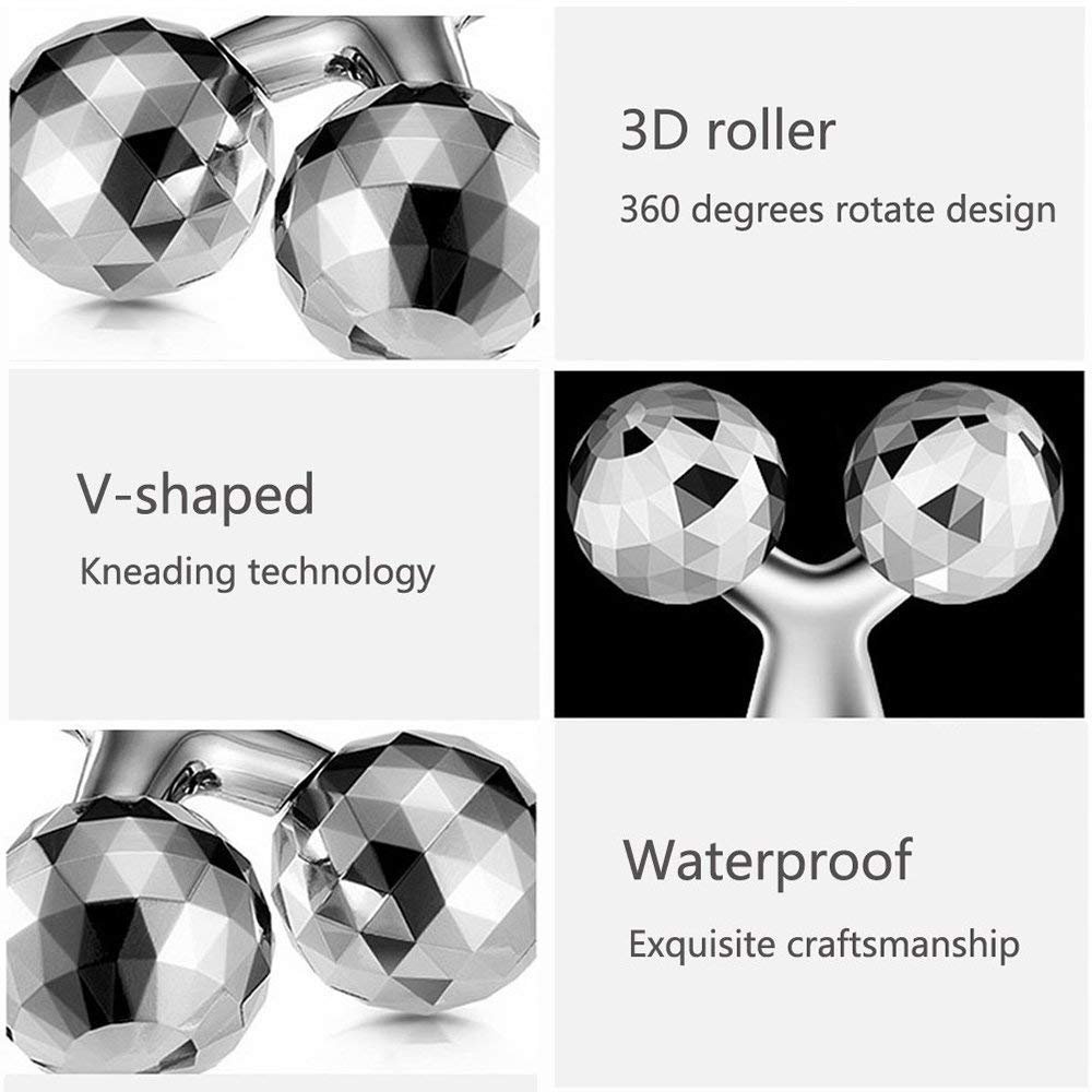 ANTIL'S Manual 3D Massager Roller 360 Rotate Face Full Body Shape for Skin Lifting Wrinkle Remover Facial Massage, 15.5 x 9.5 x 5.3CM, (Silver) - Image 4