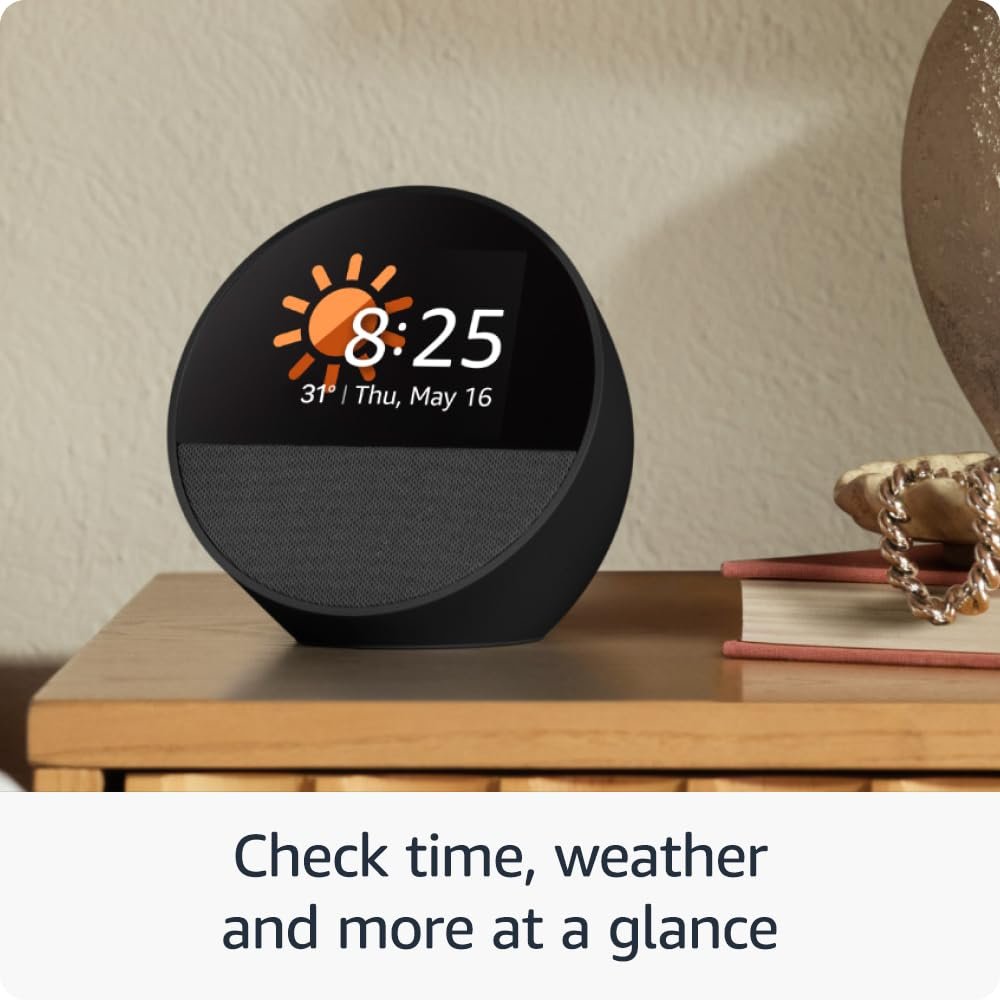 Amazon Echo Spot (latest model), Smart alarm clock with vibrant sound, Alexa and Bluetooth | Black - Image 4