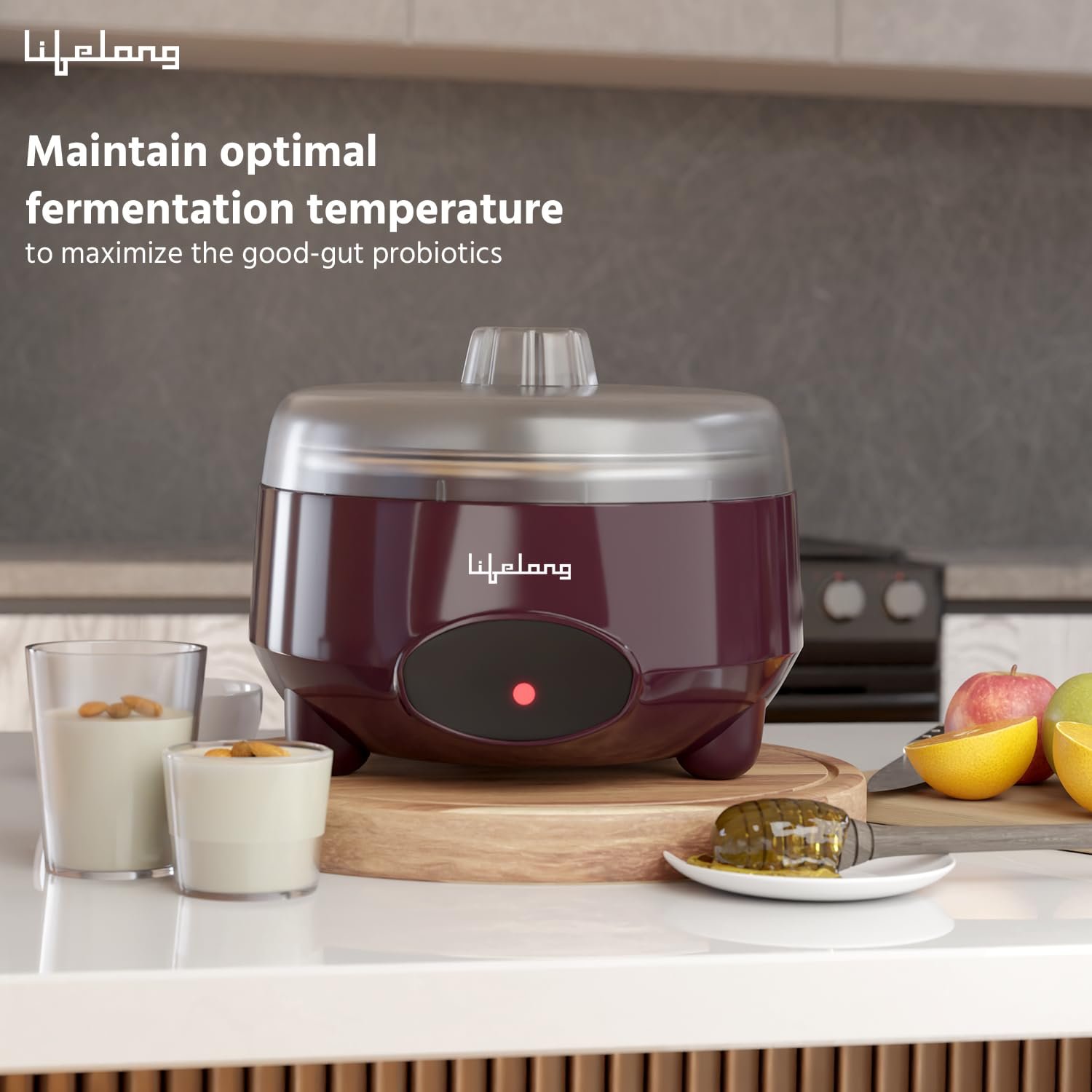 Lifelong Yogurt & Curd Maker for Home | Automatic Curd Maker with Auto Temperature Regulation | Electric Probiotic Yogurt Maker Machine for Kitchen (1 Litre) | 304 Stainless Steel Container (LLECM18) - Image 4