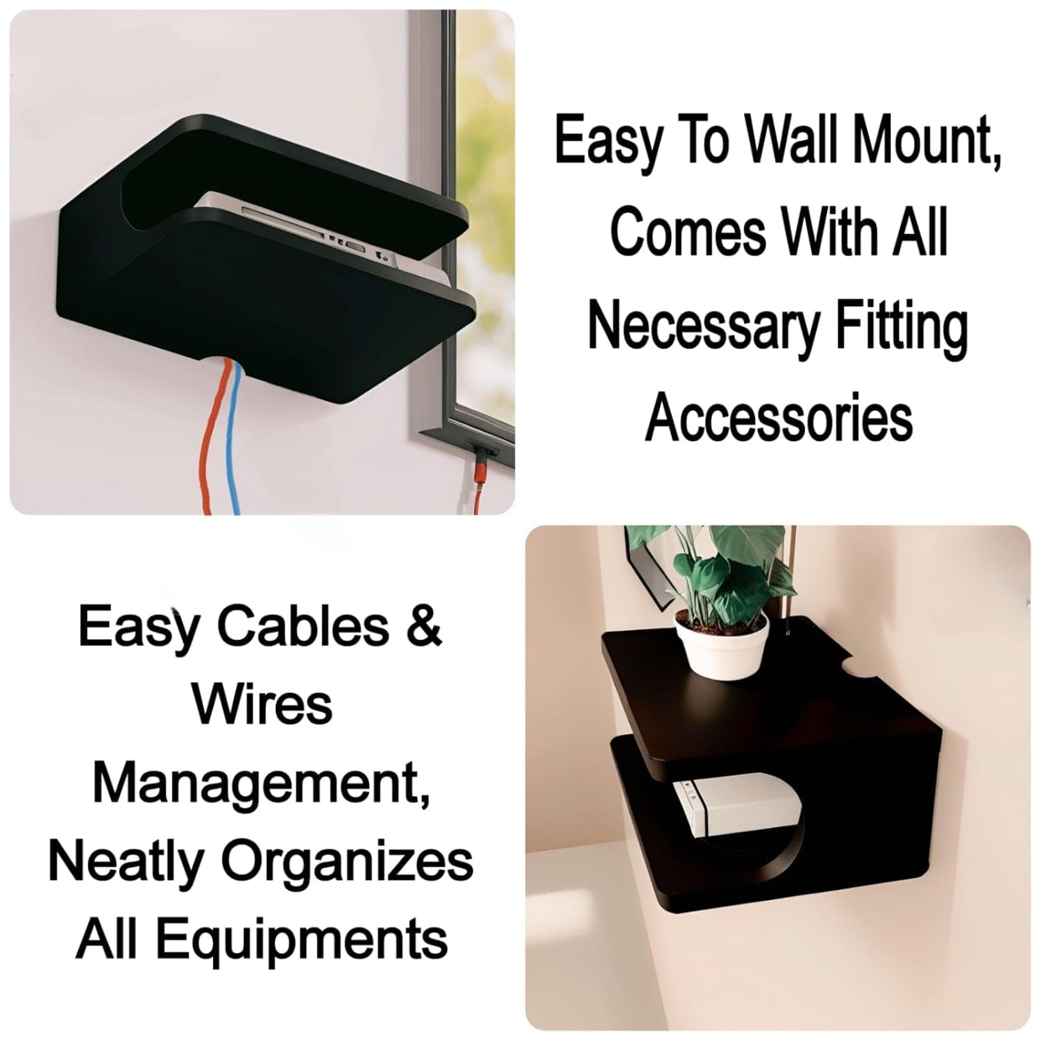 Dime Store Set top Box Stand | WiFi Router Holder Wooden Wall Shelves | Setup Box Stand for Home | Wall Mount Stylish WiFi Router Holder TV Cabinet Living Room Furniture - Image 8