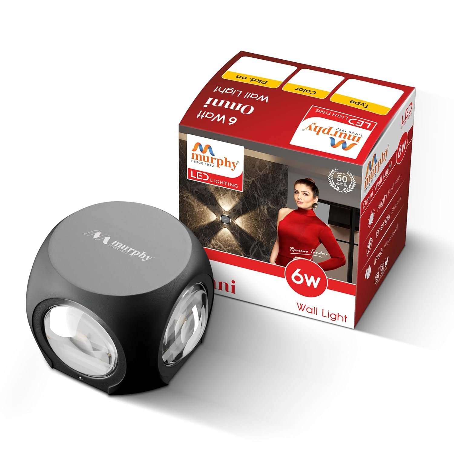 Murphy LED Outdoor Up/Down Wall Light - 6W, Warm White, (4 Multi-Directional Beams), IP65 Waterproof Aluminum Body, Pack of 1 (2-Year Warranty) - Image 3