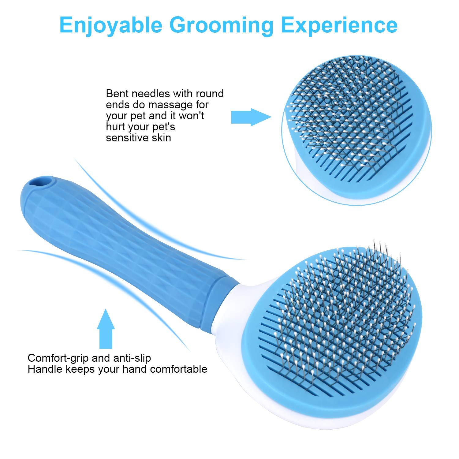 Depets Self Cleaning Slicker Brush, Pet Grooming Shedding Brush for Dogs and Cats - Easy to Remove Loose Undercoat, Pet Massaging Tool Suitable for Pets with Long or Short Hair Color May Vary - Image 3