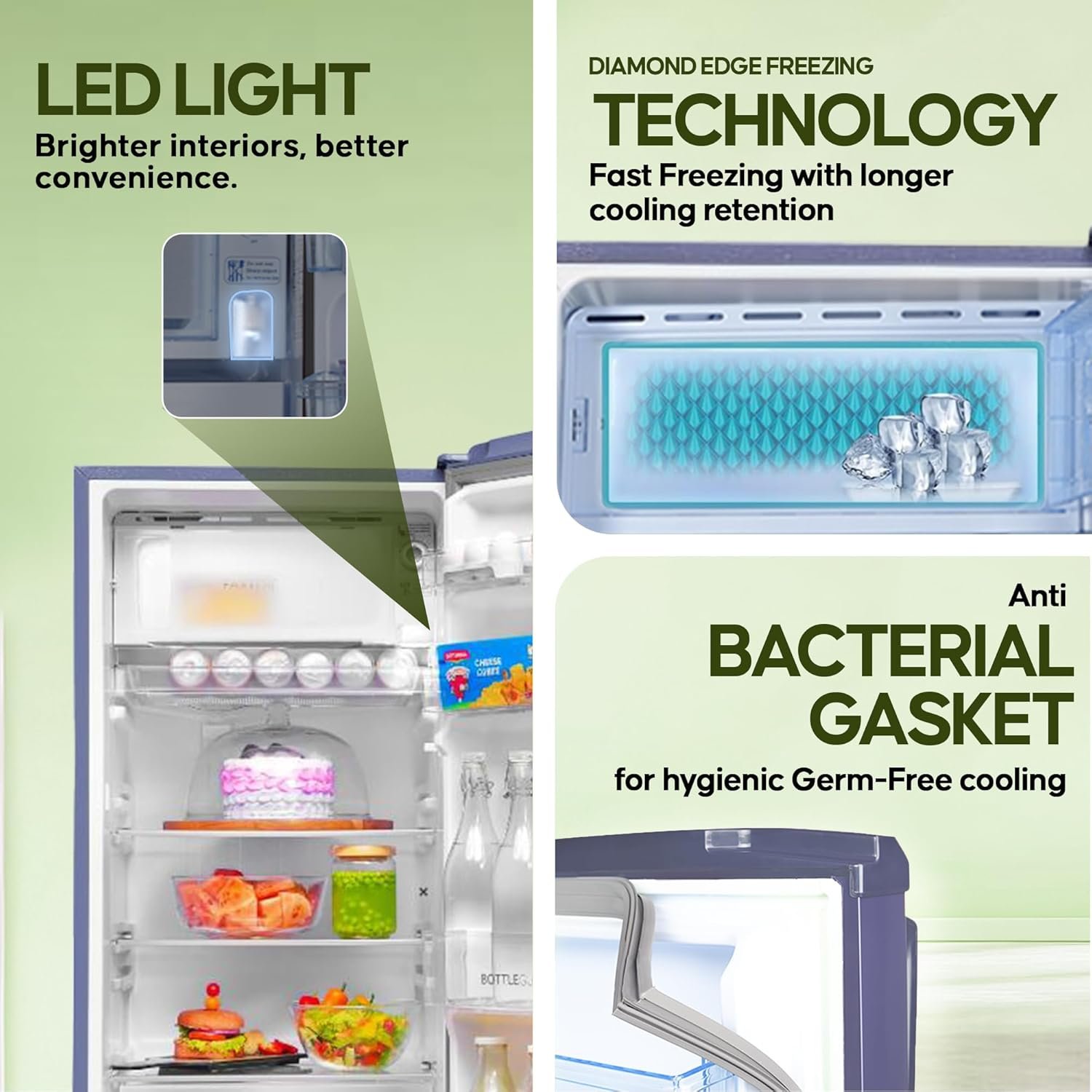 Haier 185L 2 Star Direct Cool Single Door Refrigerator | Toughened Glass Shelves | Large Veg Box | Fast Ice Making | Longer Cooling Retention | Easy Clean Back (HED-19TRB-N, Radish Blue) - Image 3