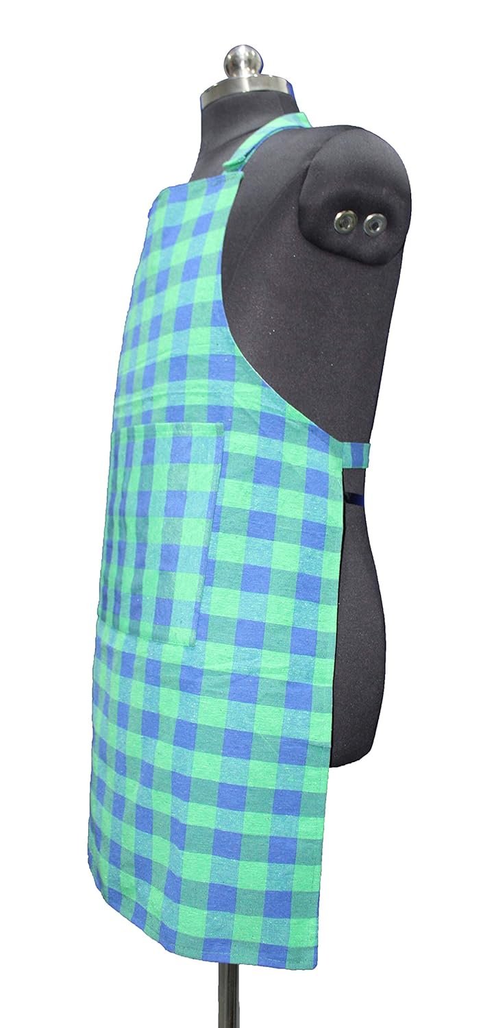 GLUN Waterproof Unisex Kitchen Checkered Design Apron with 2 Front Centre Pocket With Adjustable Neck Strap (Pack Of 2) - Image 7