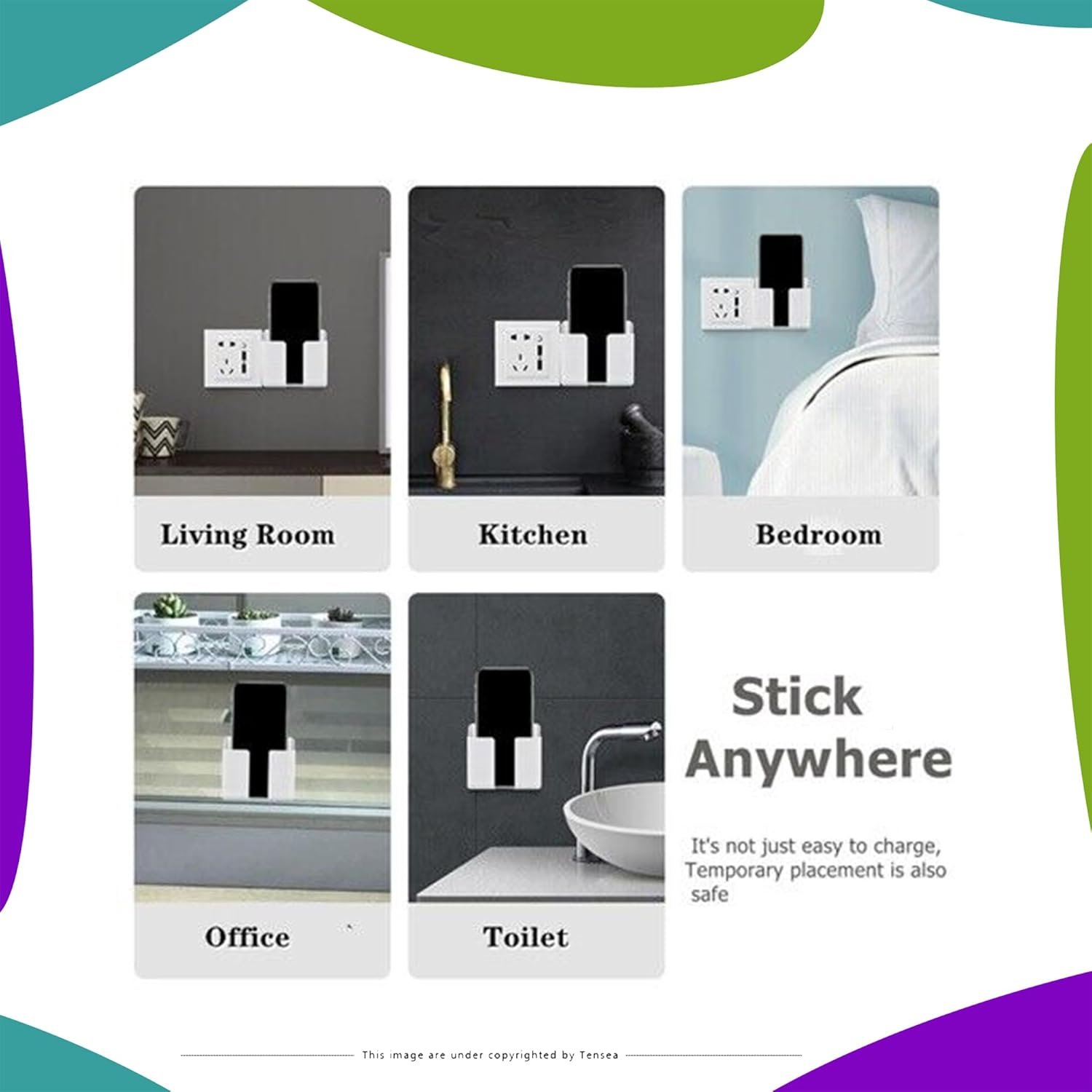 Tensea ABS Mobile Phone Charging Stand,Multi-Functional Storage Holder,Bedside Fixed Rack,Bedroom,Office Accessories,Acrylonitrile Butadiene Styrene,White 01,Portable Electronic Devices,9.9x3x8.6 cm - Image 7