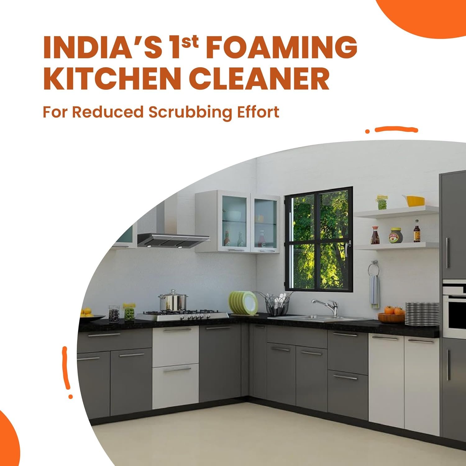 Happi Planet | Kitchen Cleaner | India’s 1st Foaming Formulation for Less Scrubbing | 500ml | Suitable for Stoves, Chimneys, Counter Tops, Appliances, Walls & Cabinets | Non Toxic & Natural - Image 3
