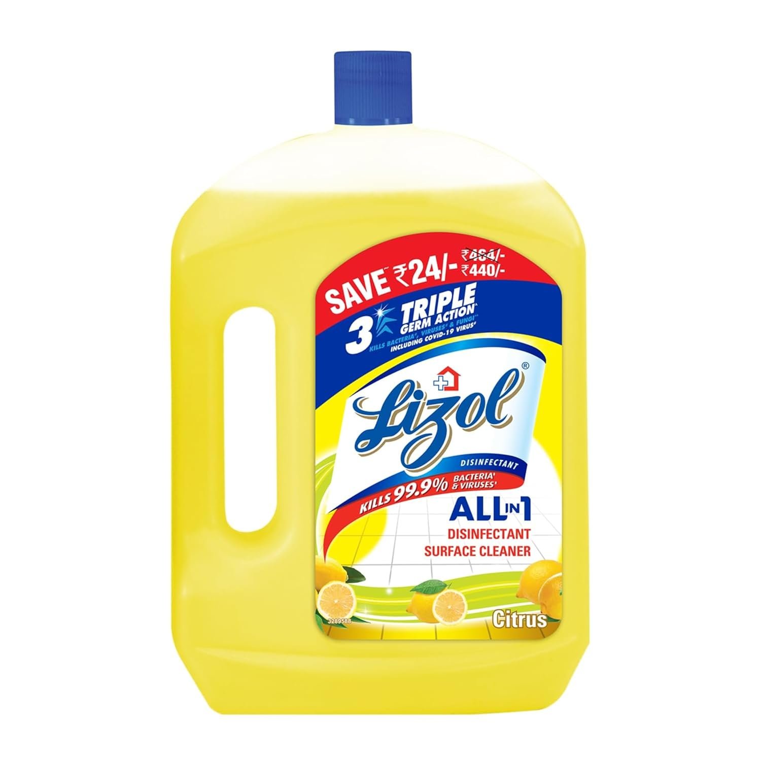 Lizol Disinfectant Surface & Floor Cleaner Liquid, Citrus - 2 Litre | Suitable for All Floor Cleaner Mops | Kills 99.9% Germs| India's #1 Floor Cleaner - Image 2
