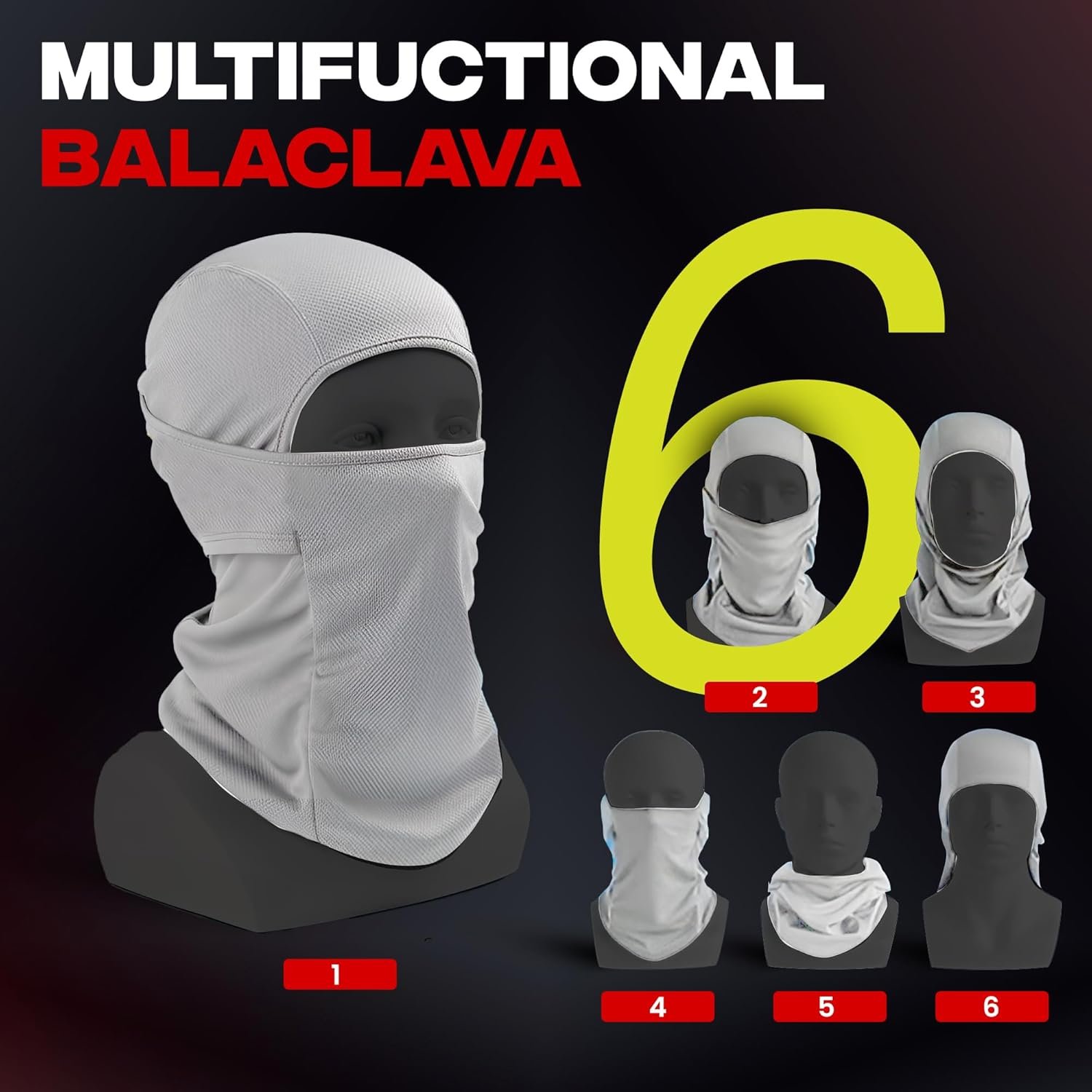 Autofy Balaclava for Men Face Mask for Bikers Buff Helmet for Bike Helmet Mask Full Face Mask Bike Accessories Men Women Universal Size Washable Sweat Absorber (Grey) - Image 6