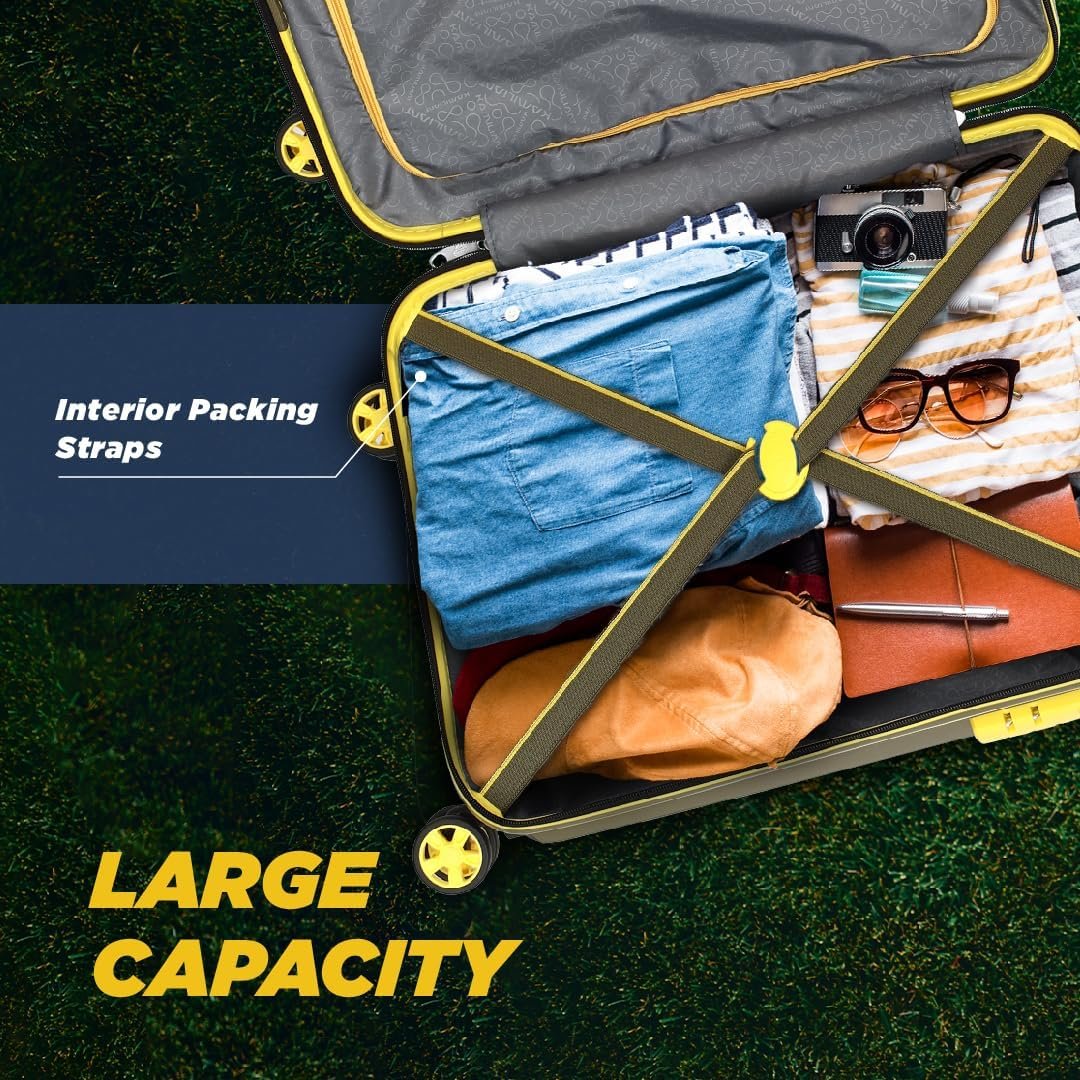 Kamiliant American Tourister Medium Polypropylene Harrier Zing 3-Piece Luggage Set - 56, 68 & 78 Cm Hard-Sided 8-Wheel Spinner Suitcases (Small, & Large) in Military Olive - Image 6