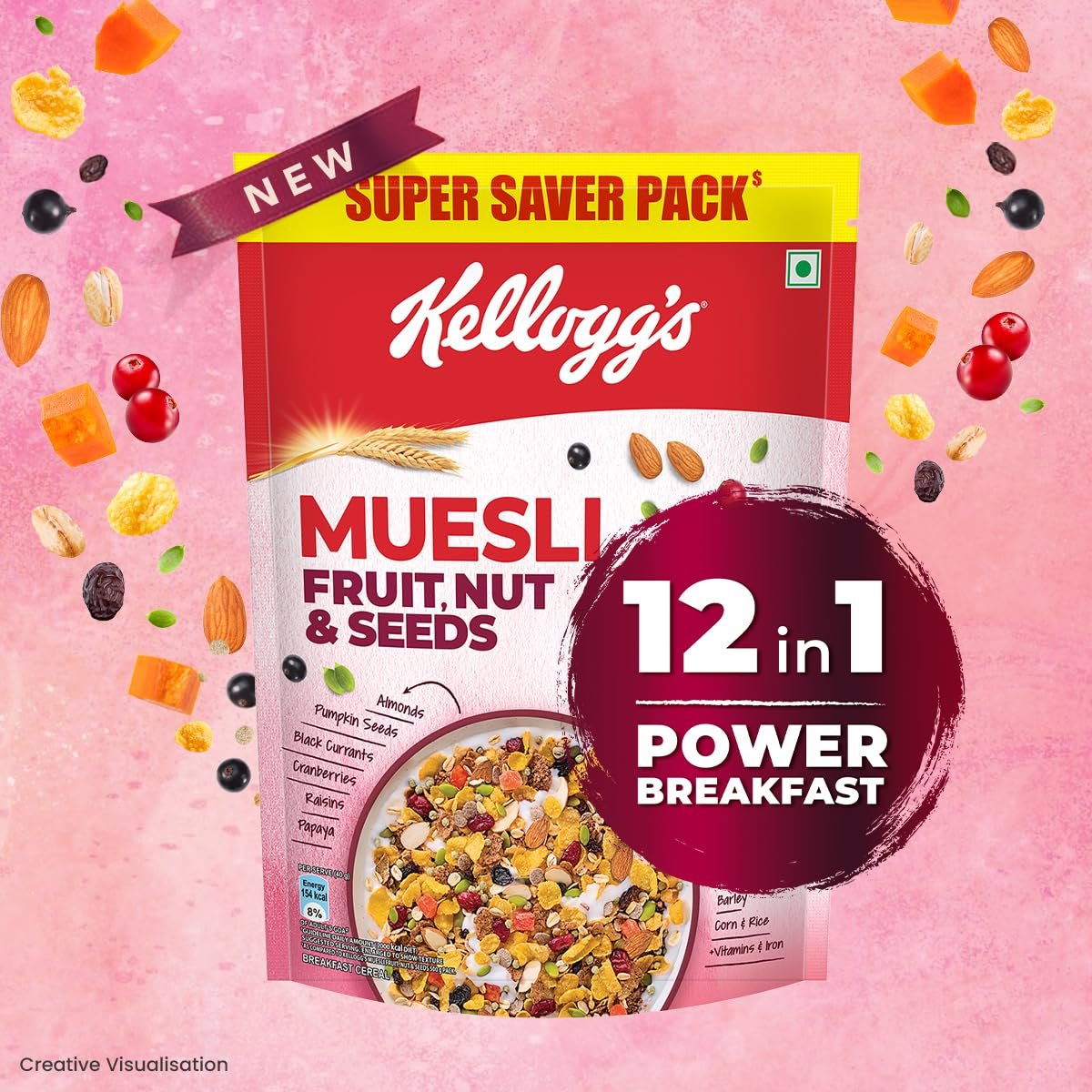 Kellogg's Muesli Fruit Nut & Seeds 750G | 12-In-1 Power Breakfast | India'S No. 1 Muesli | Multigrain Breakfast Cereal - Image 6