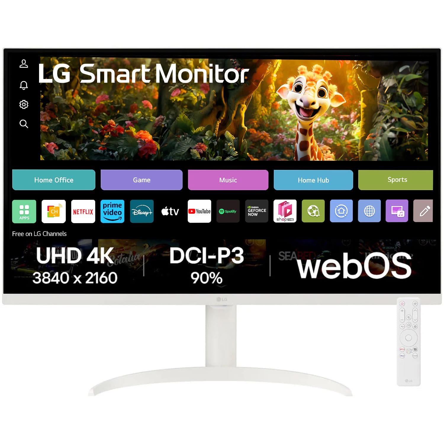 LG 32SR75U, 32 inch (81.28 cm), 4K UHD 3840 x 2160, White, HDR10, WebOS, USB Type-C, Apple AirPlay 2, Screen Share, Bluetooth, Built-in Speaker, Height Adj., HDMI, USB, Remote Control Smart Monitor - Image 2