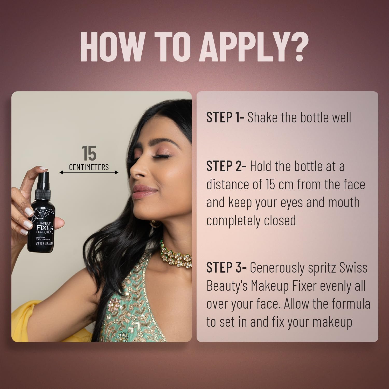 Swiss Beauty Natural Makeup Fixer | Natural Dewy Finish | With Vitamin E and Aloe Vera | Long-Lasting | Hydrating & Refreshing Setting Spray | 70 ml - Image 6