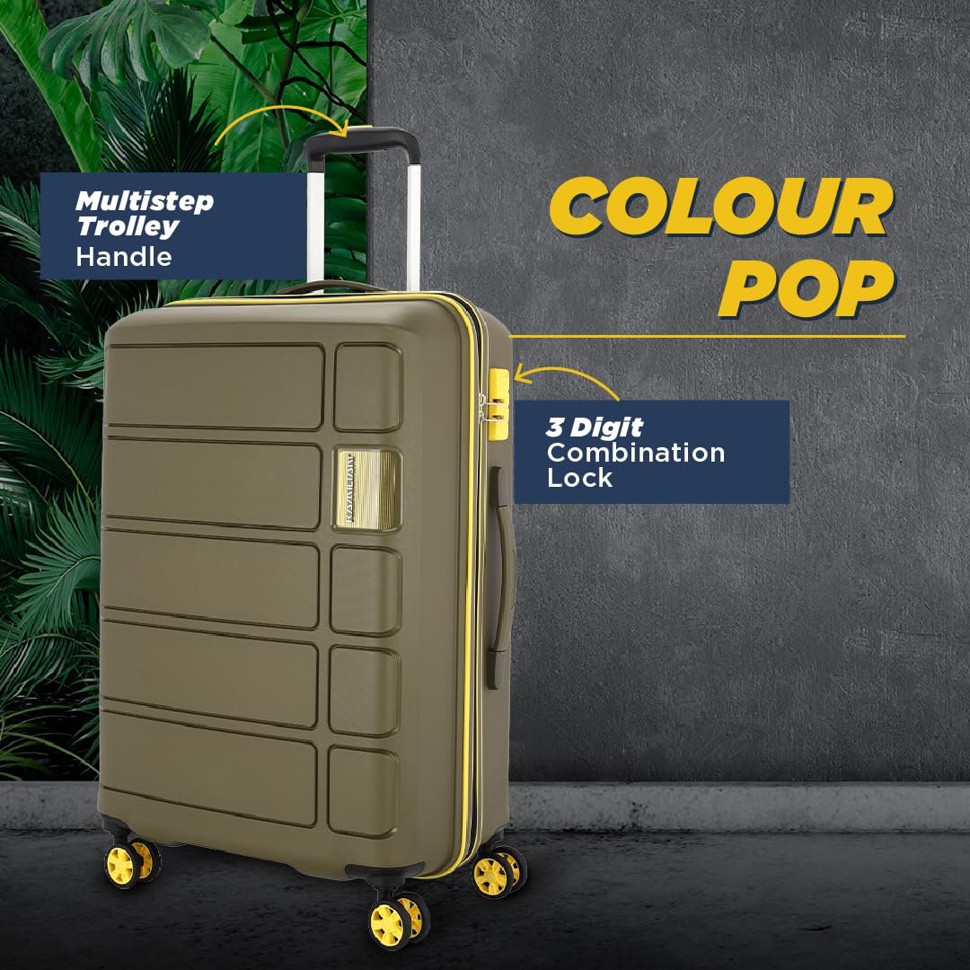 Kamiliant American Tourister Medium Polypropylene Harrier Zing 3-Piece Luggage Set - 56, 68 & 78 Cm Hard-Sided 8-Wheel Spinner Suitcases (Small, & Large) in Military Olive - Image 5