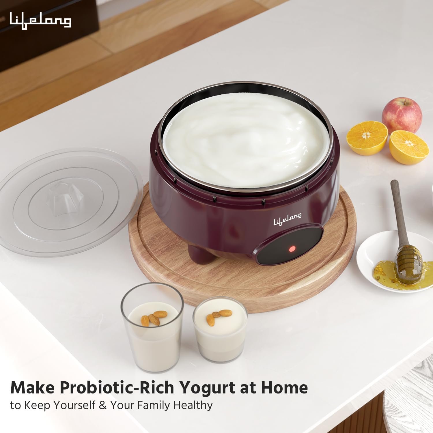 Lifelong Yogurt & Curd Maker for Home | Automatic Curd Maker with Auto Temperature Regulation | Electric Probiotic Yogurt Maker Machine for Kitchen (1 Litre) | 304 Stainless Steel Container (LLECM18) - Image 3