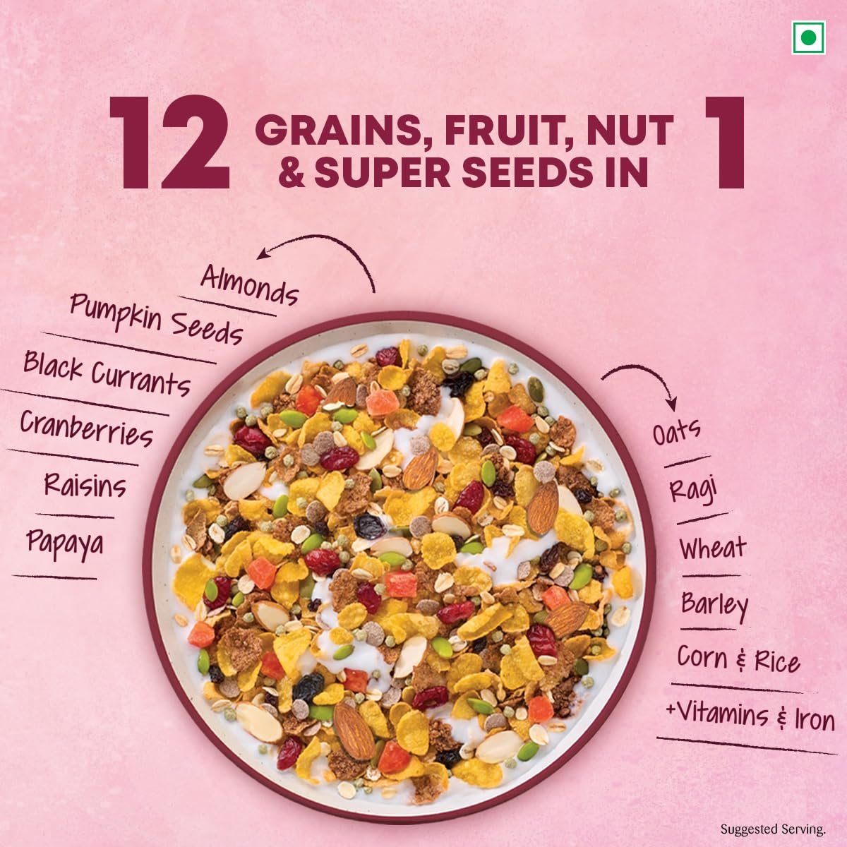 Kellogg's Muesli Fruit Nut & Seeds 750G | 12-In-1 Power Breakfast | India'S No. 1 Muesli | Multigrain Breakfast Cereal - Image 7