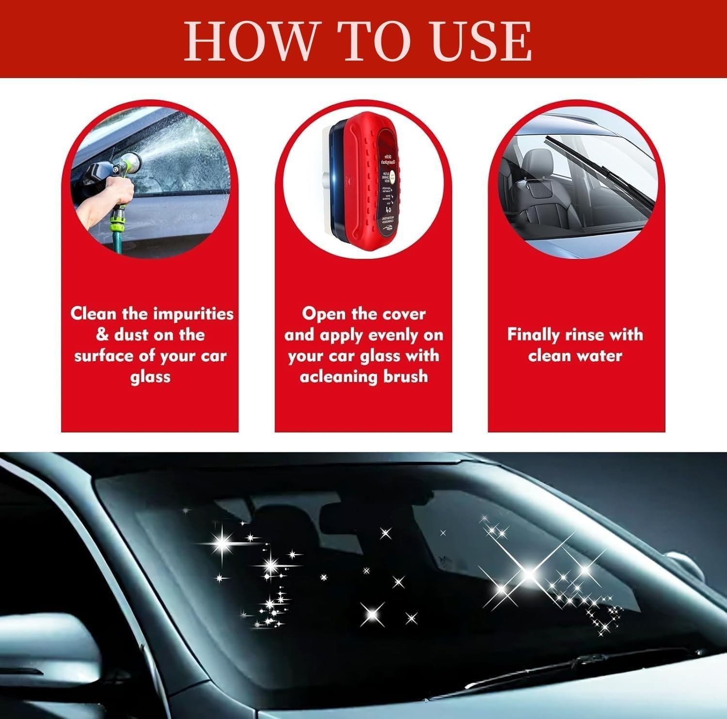 DOKIKO (Pack of 2) Automotive Oil Film Cleaning Brush, Glass Cleaning Board, Car Glass Oil Film Removal Cleaner, Powerful Windshield Cleaner & Remover, Enhance Visual Effect of Windshield - Image 5