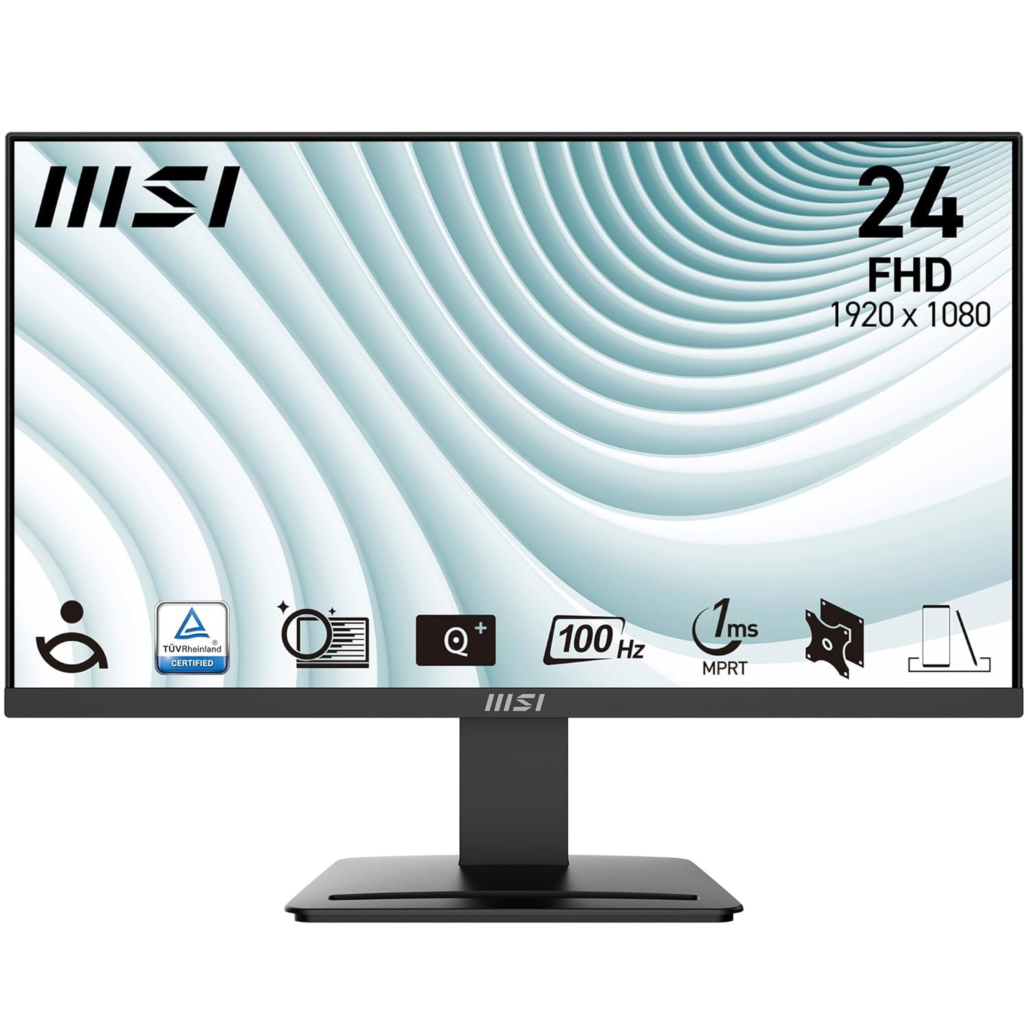 MSI PRO MP2412, 23.8-inch, Wide View Panel, FHD 1920x1080, 100Hz, Black, Eye-Friendly Screen, VESA Mountable, Display Kit Support, Tilt Adjustable, HDMI 1.4b, DP 1.2a Monitor - Image 2