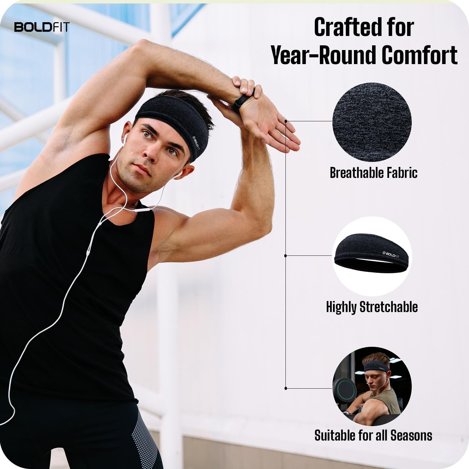 Boldfit Polyester Blend Head Band for Man Sports Head Bandana for Men & Women Gym Hair Band for Men Workout, Running Breathable, Non-Slip & Quick Drying Head Bands for Long Hair - Image 9
