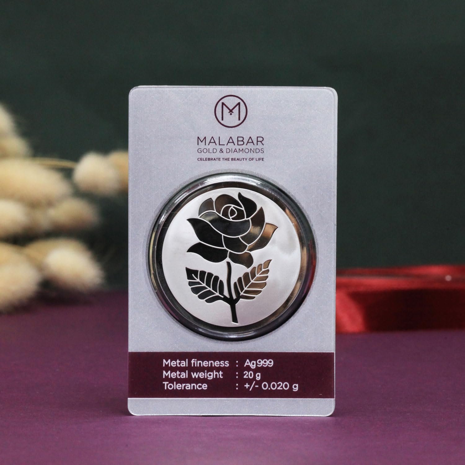 Malabar Gold & Diamonds 999 Purity Silver Coin 20 Grams|Rose Plain |Silver Coin cum Bar for Birthday, Anniversary and Diwali Gift - Image 4