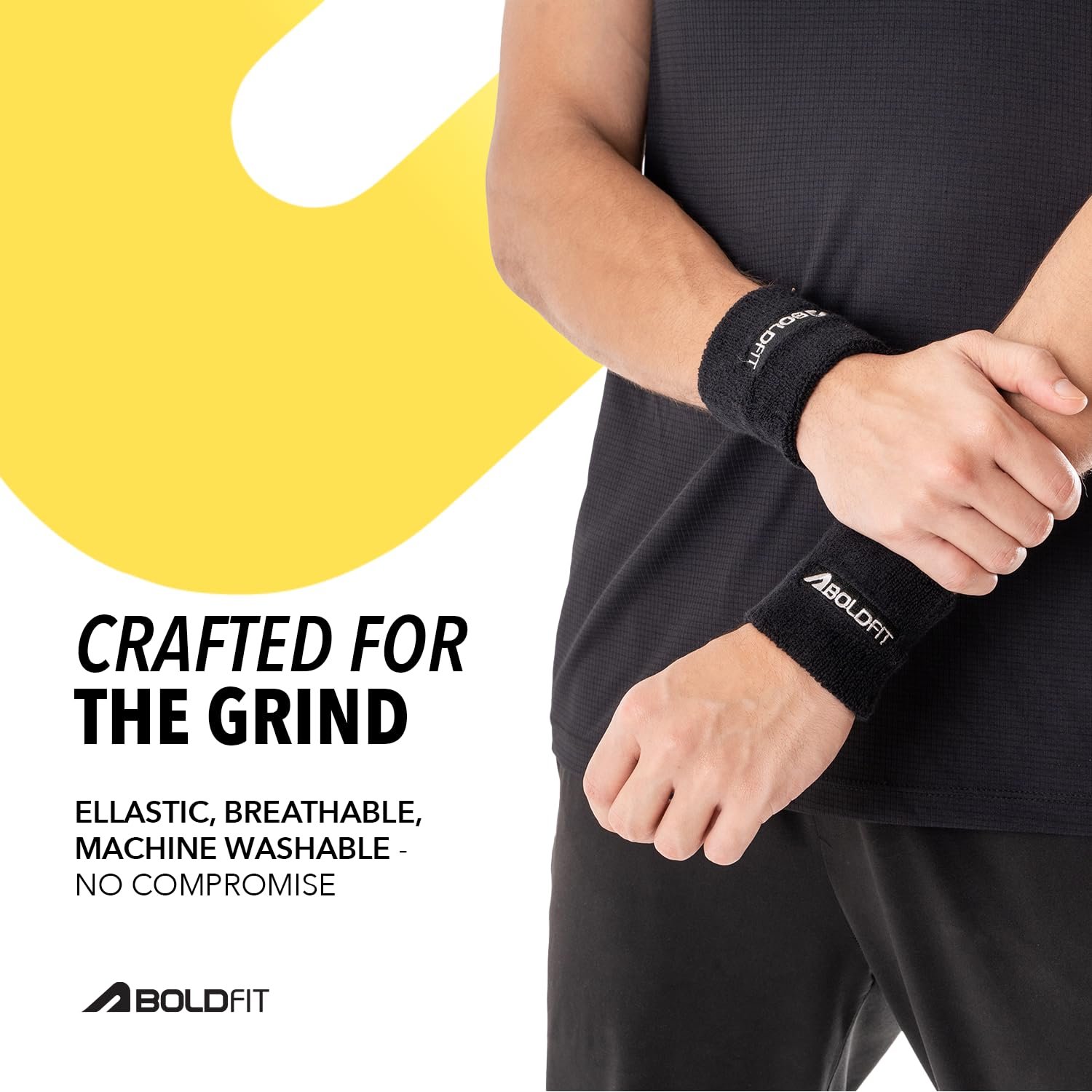 Boldfit Cotton Wrist Band for Men & Women 3 Inch - Wrist Sweat Band for Badminton Football, Basketball, Running & Athletic Sports, Sweat Absorbent Wrist Bands - Image 6