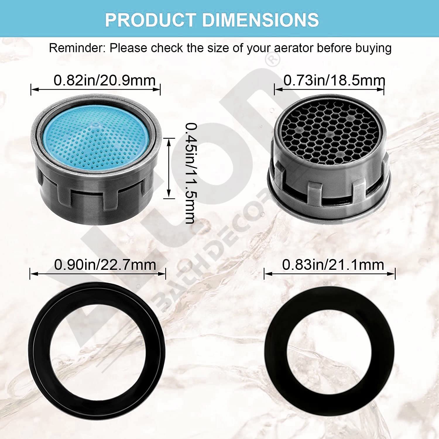ALTON ALD345, 10-Piece Replacement Water Aerator Tap and Faucet Foam Flow with Washers, Blue - Image 3