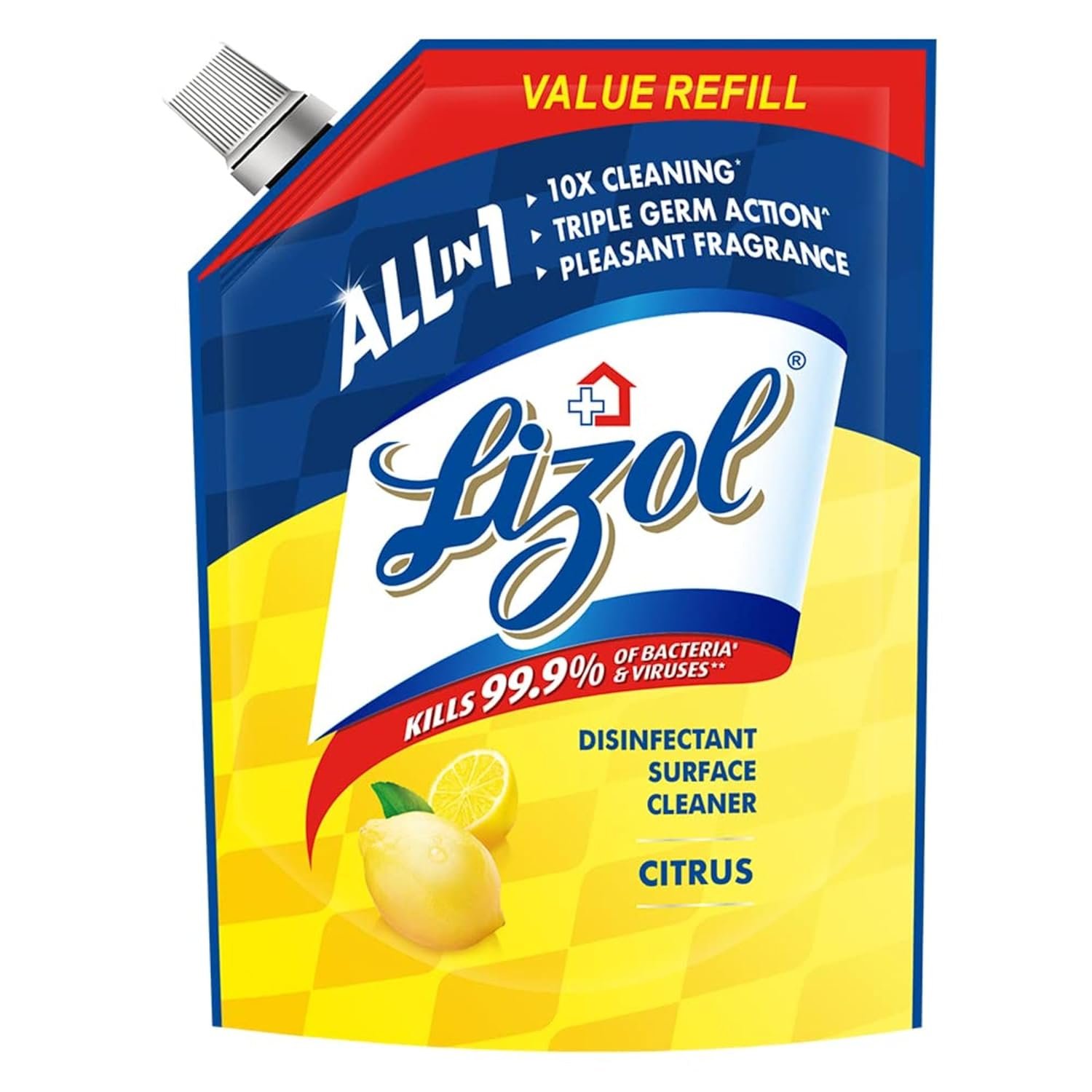 Lizol Disinfectant Surface & Floor Cleaner Liquid Refill Pack, Citrus - 1800 ml | Suitable for All Floor Cleaner Mops | Kills 99.9% Germs| India's #1 Floor Cleaner - Image 2