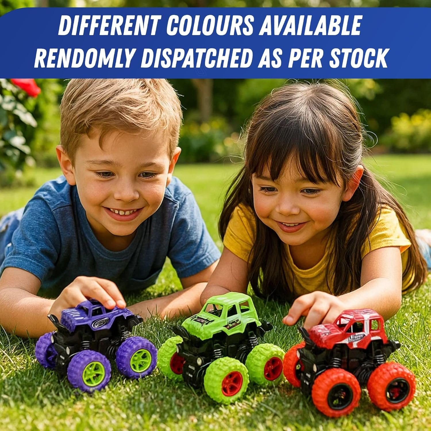 GRAPHENE 4WD Friction Powered Monster Truck Toy Push & Go Off-Road Car for Kids Amazing 360° Stunts All-Terrain Grip Vibrant Colors for Boys Girls Birthday Christmas Fun Play - Image 4