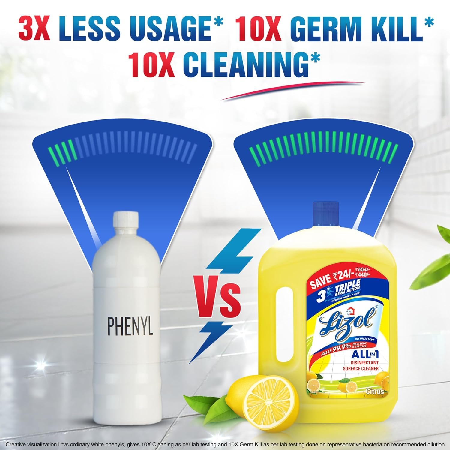Lizol Disinfectant Surface & Floor Cleaner Liquid, Citrus - 2 Litre | Suitable for All Floor Cleaner Mops | Kills 99.9% Germs| India's #1 Floor Cleaner - Image 4