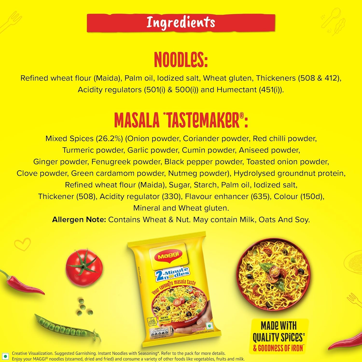 MAGGI 2-Minute Instant Noodles, Masala Noodles With Goodness Of Iron, Made With Choicest Quality Spices, Favourite Masala Taste, 840g Pouch (Pack of 12, 70 g each) - Image 6