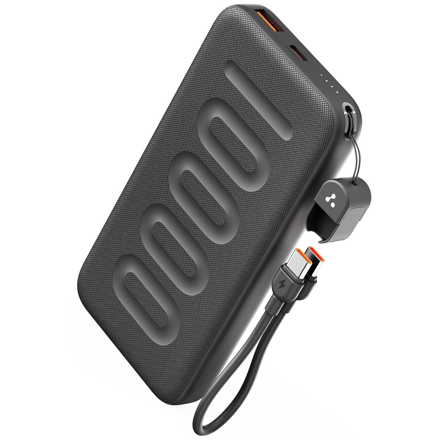 Ambrane 10000mAh Slim & Compact Powerbank with in-Build Type C Cable, 22.5W Fast Charging, USB & Type C Output, Power Delivery, Quick Charge for iPhone, Android & Tablets, Earbuds, (Stylo N10,Black) - Image 2