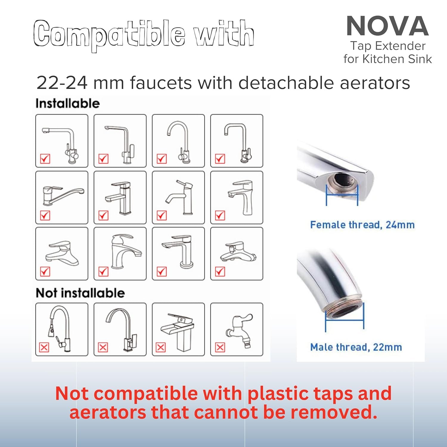 Tap Extender for Kitchen Sink, Flexible Faucet with Tap Extension for Convenient Use Upgrade Your Kitchen Sink with Flexible Tap for Easy Access | 1 Year Warranty (Tap Extender 1) - Image 9