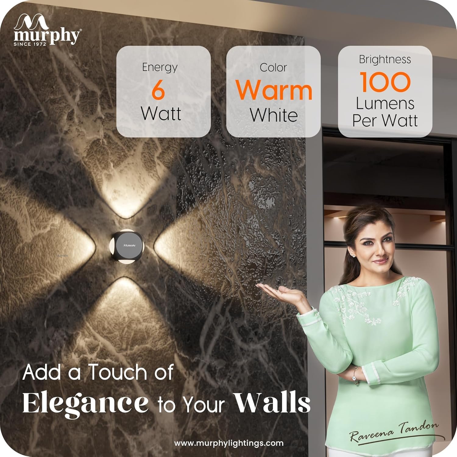 Murphy LED Outdoor Up/Down Wall Light - 6W, Warm White, (4 Multi-Directional Beams), IP65 Waterproof Aluminum Body, Pack of 1 (2-Year Warranty) - Image 4