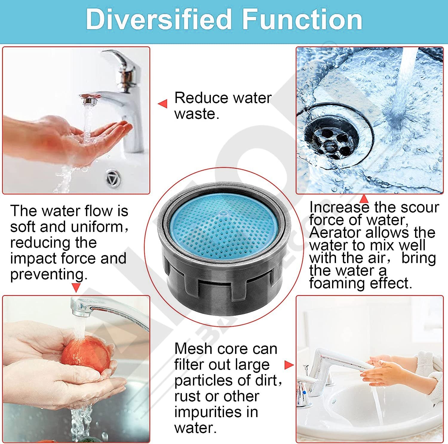 ALTON ALD345, 10-Piece Replacement Water Aerator Tap and Faucet Foam Flow with Washers, Blue - Image 6