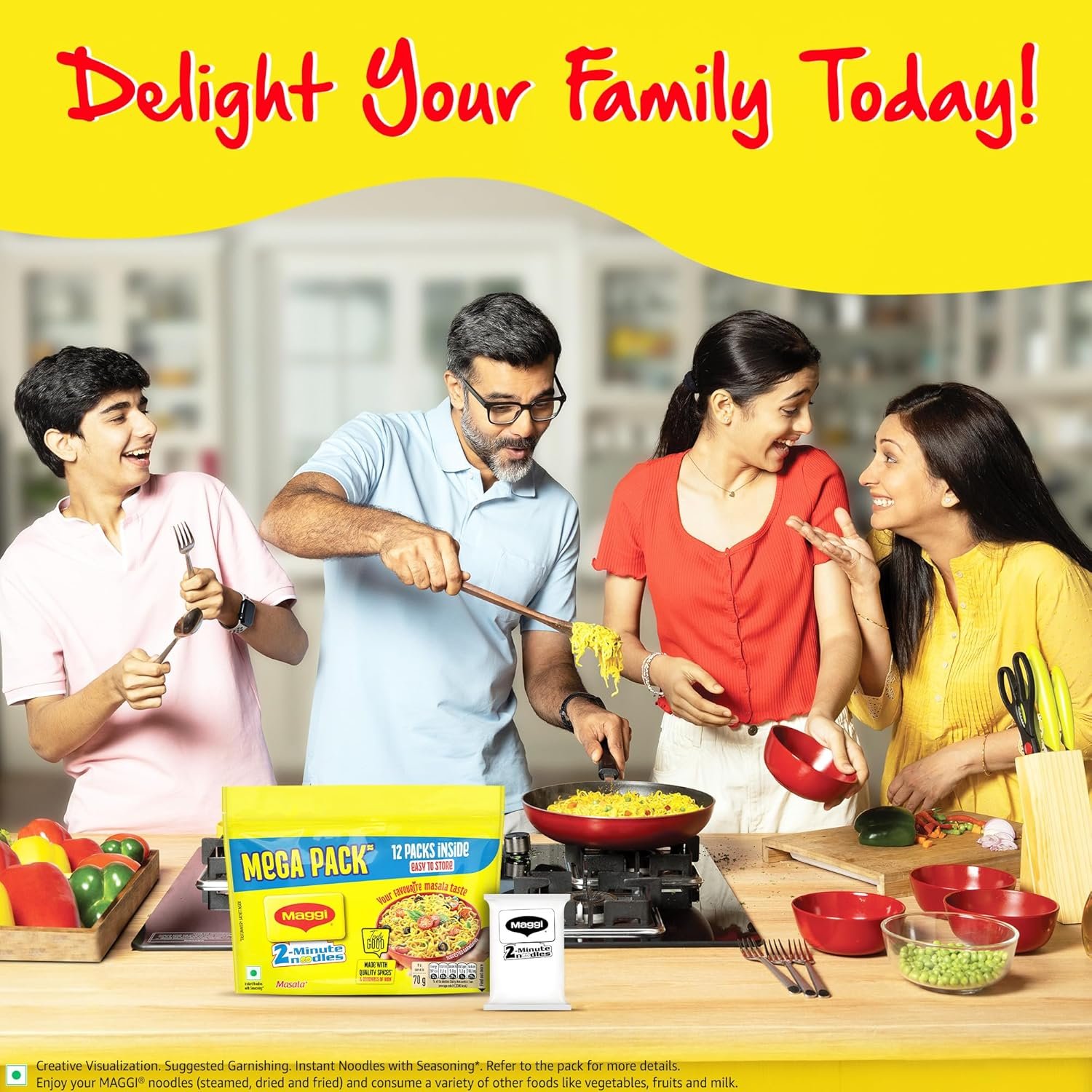 MAGGI 2-Minute Instant Noodles, Masala Noodles With Goodness Of Iron, Made With Choicest Quality Spices, Favourite Masala Taste, 840g Pouch (Pack of 12, 70 g each) - Image 10