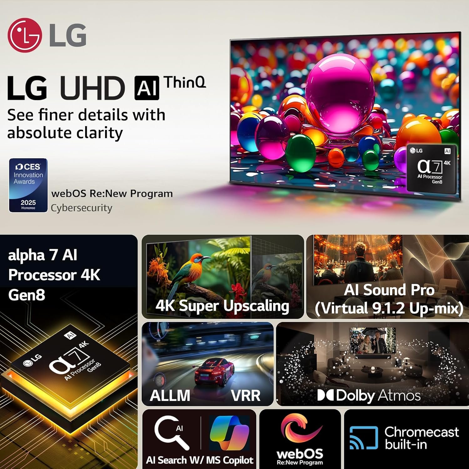 LG 139 cm (55 inches) UA82 Series 4K Ultra HD (3840 x 2160) Smart webOS LED TV 55UA82006LA - Image 3