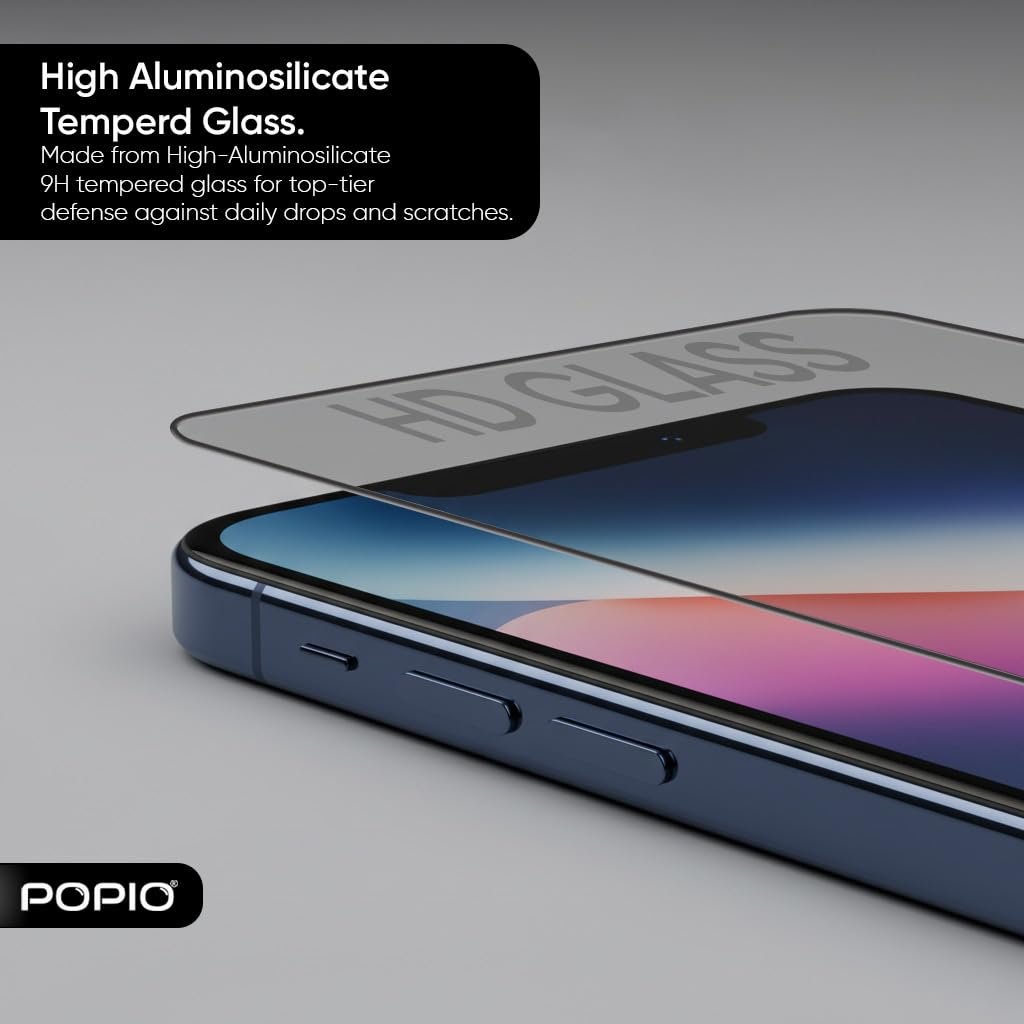POPIO Military-Grade Gorilla Tempered Glass Compatible For iPhone 15 / iPhone 16 (Black) Edge To Edge Coverage With Easy Installation Kit for Smartphone - Image 3