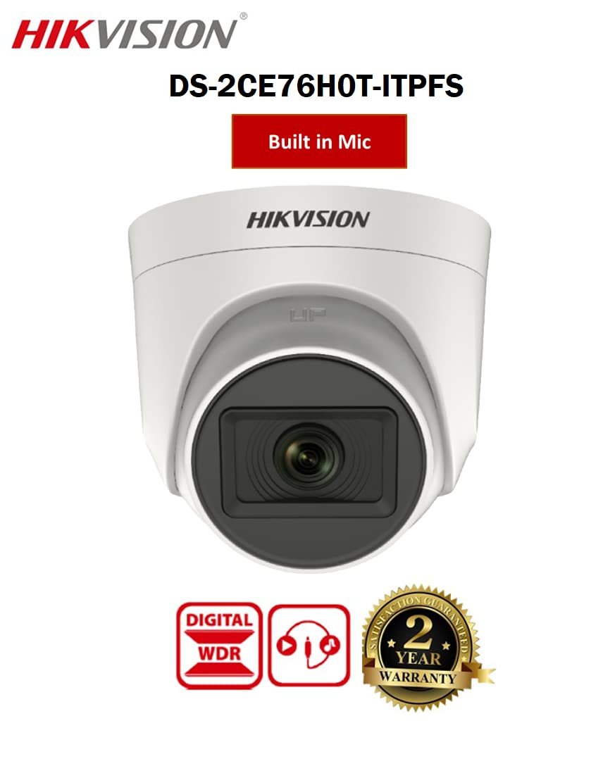 HIKVISION 5 MP Indoor Dome CCTV Camera with inbuilt Audio Mic DS-2CE76H0T-ITPFS White Wired, 1080P - Image 4