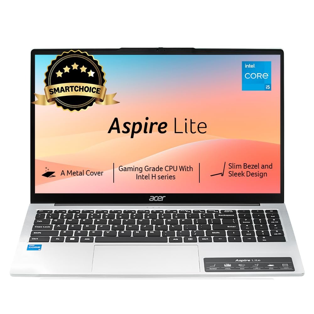 Acer[SmartChoice Aspire Lite 12thGen Intel Core i5-12450H Premium Laptop(Win11Home/16GB RAM/512GB SSD/IntelUHD Graphics/MSO)AL15-52H, 39.62cm(15.6") FHD IPS Display,Backlit Keyboard,Pure Silver, 1.7KG - Image 2