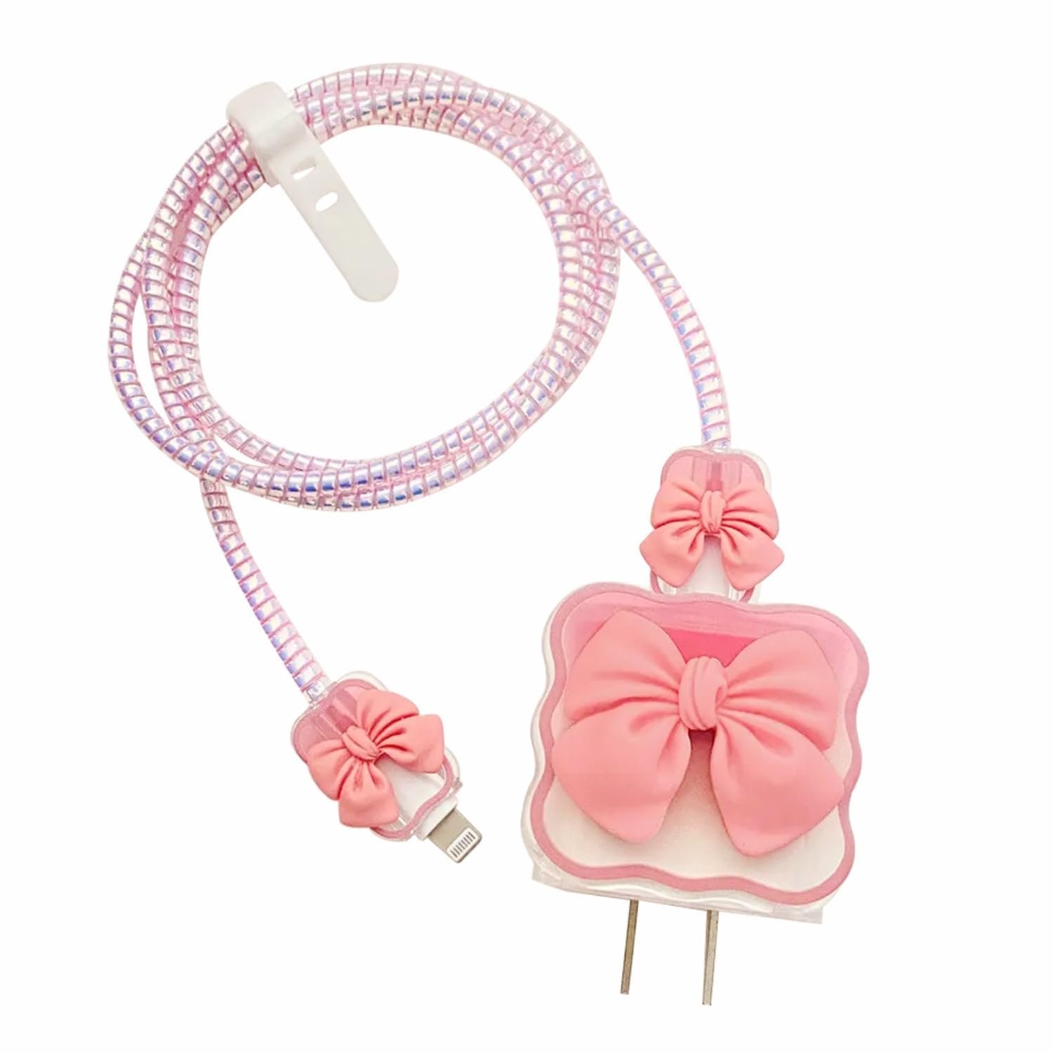 SKYCELL Charger Case Cover with Full Cable Protector 3D Cute Pattern Compatible for iPhone Charger Only 18W & 20W iPhone 16,iPhone 13,iPhone 15,iPhone 14 (Pink Bowl) - Image 2