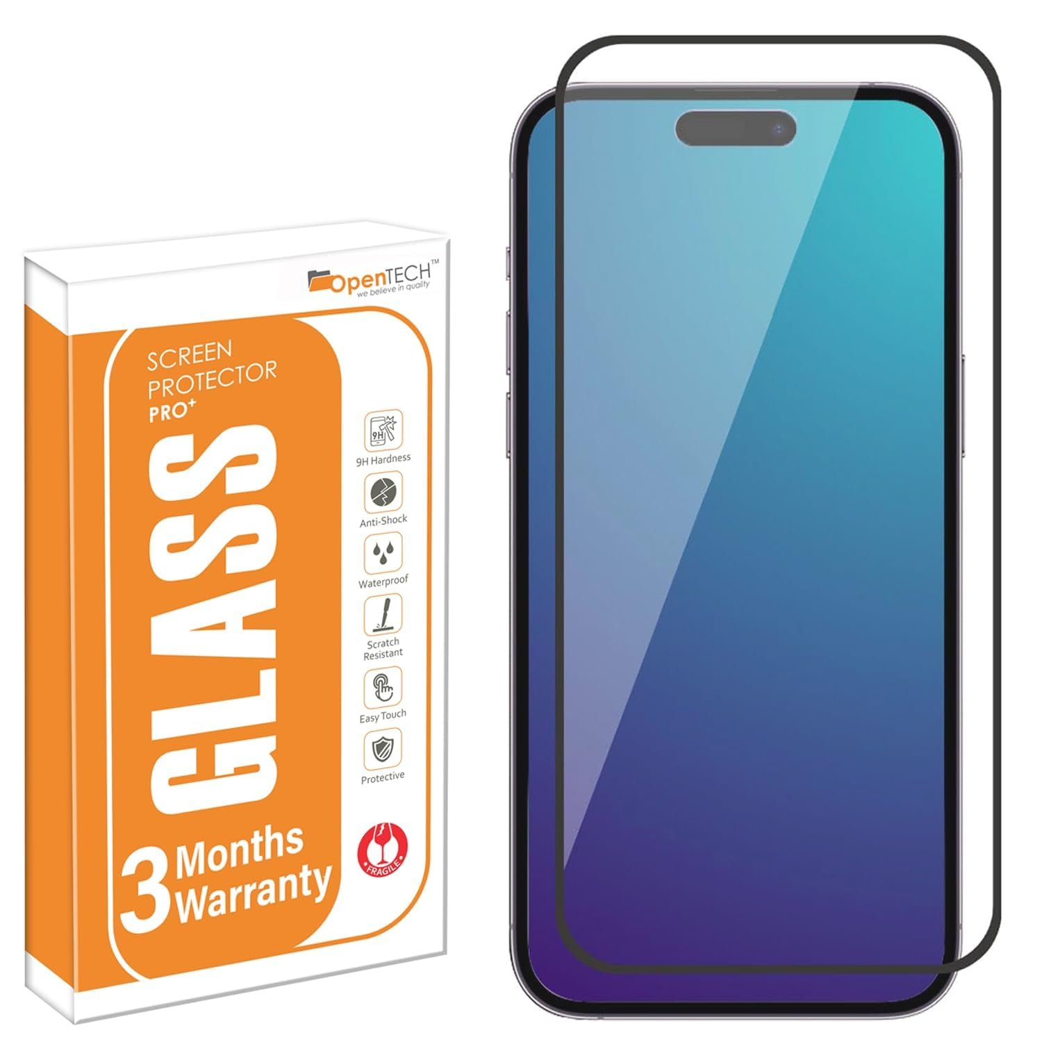 OpenTech® Military-Grade Gorilla Tempered Glass Screen Protector Compatible for iPhone 15 / iPhone 16 with Edge to Edge Coverage - Case Friendly, Anti-Scratch and Bubble free installation kit - Image 2