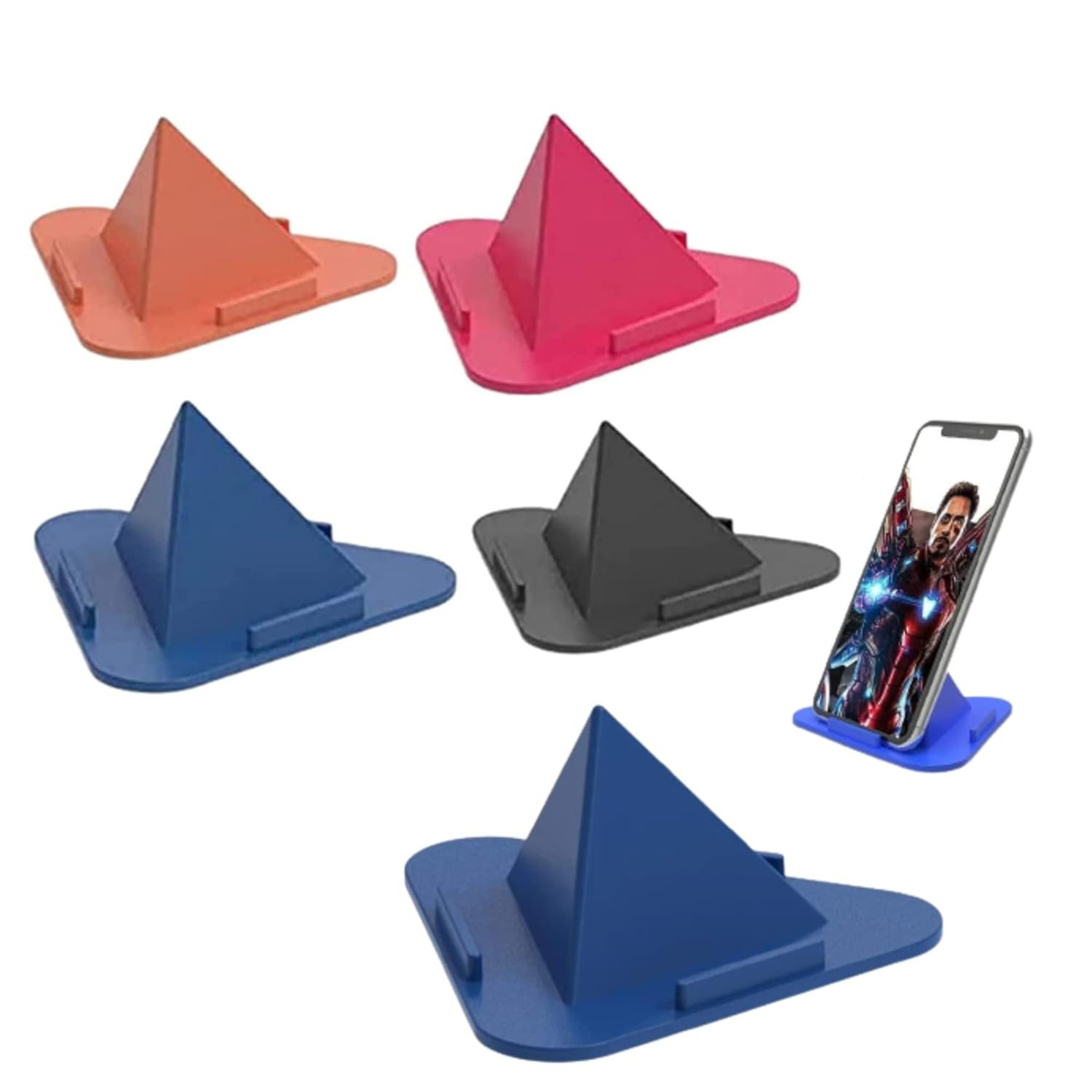 SKYCELL Portable Three-Sided Triangle Desktop Stand Mobile Paradise Universal Phone Pyramid Shape Holder Desktop Stand (Multi Color) (Pack of 5) Mobile Holder - Image 2