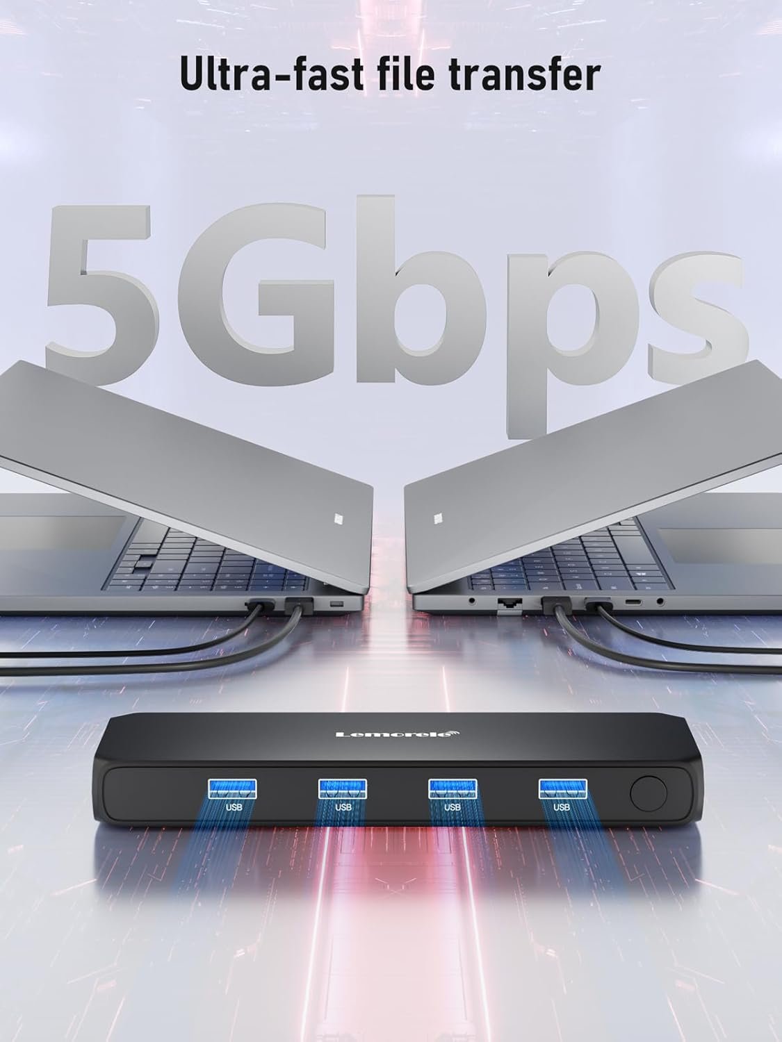 Lemorele HDMI KVM 4 way Switch, 4K@30Hz HDMI USB Switch for 1 Monitor 2 Computers, USB 3.0 KVM Switches Sharing Keyboard, Video and Mouse - Image 6