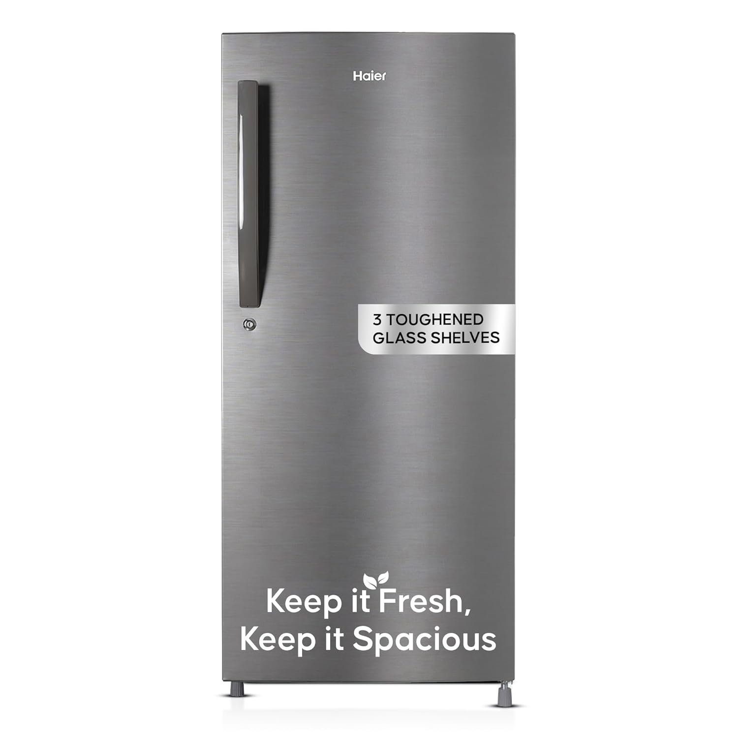 Haier 190L 4 Star Direct Cool Single Door Refrigerator | 3 Toughened Glass Shelves | Fast Ice Making in Just 60 minutes | Large Veg Box| Easy Clean Back (HED-204DS-P, Dazzle Steel) - Image 2